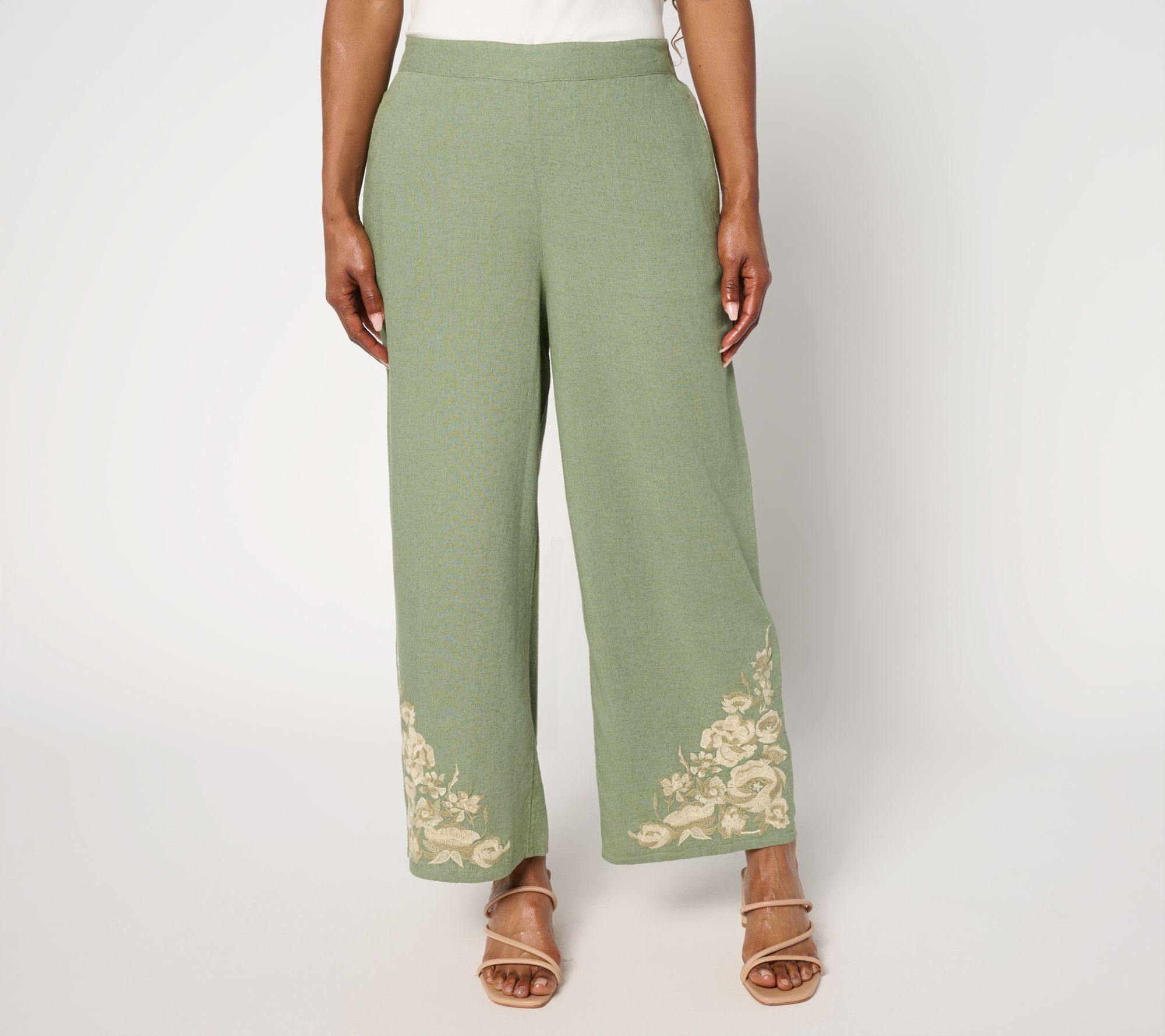 "As Is" Studio Park x Terri Conn Regular Linen Blend Crop Pant