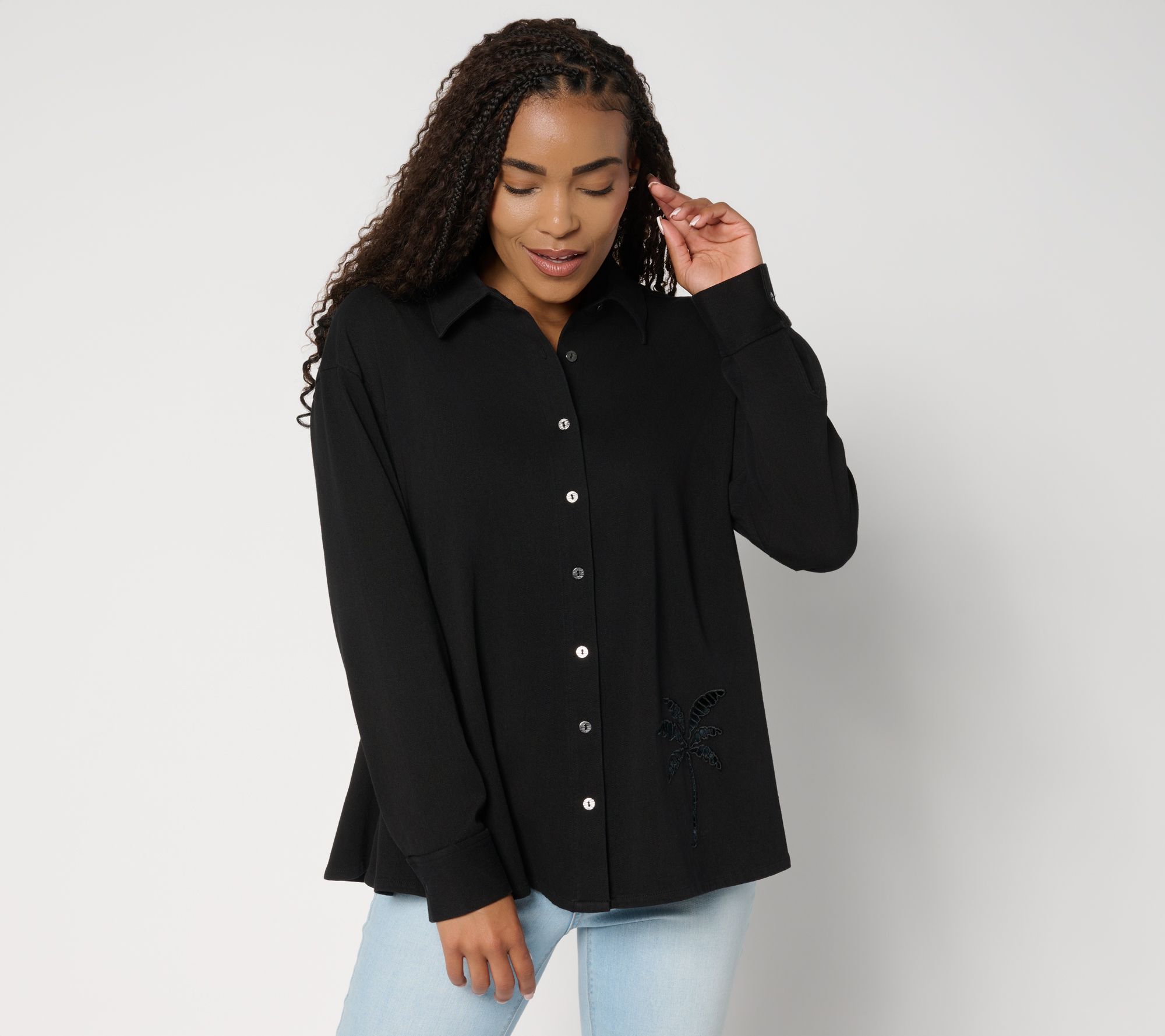 "As Is" Attitudes by Renee Prime Stretch 2 Denim Button Shirt