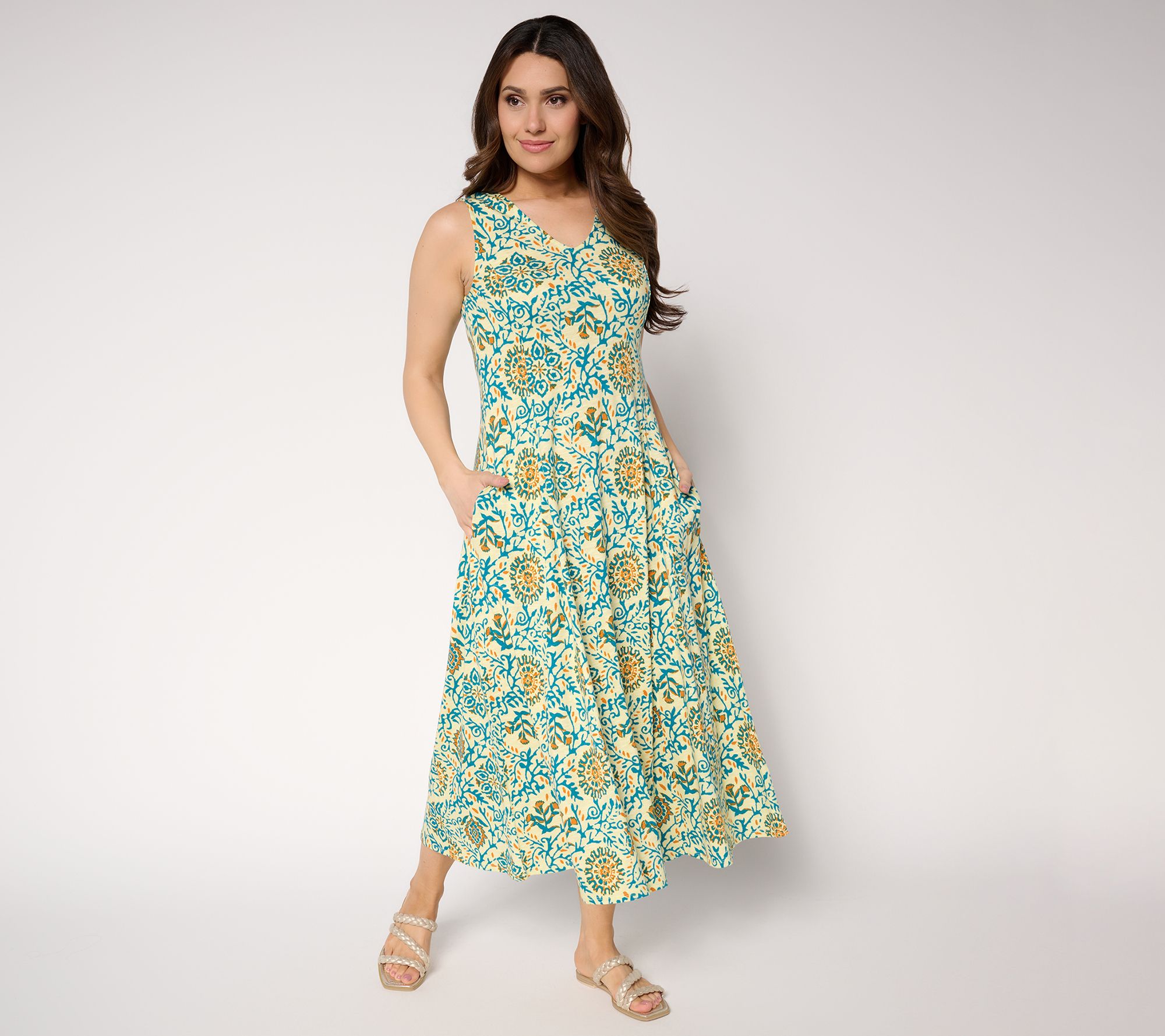 "As Is" Denim & Co. Canyon Retreat Petite Slub Jersey Midi Dress