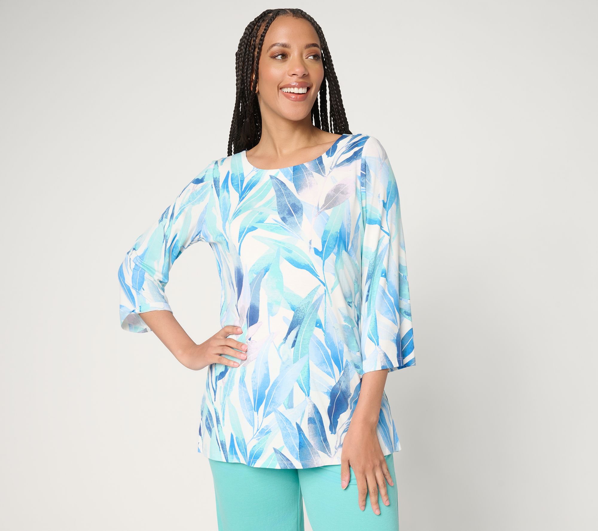 Belle by Kim Gravel Rayon Spandex Garden Whispers Floral Top