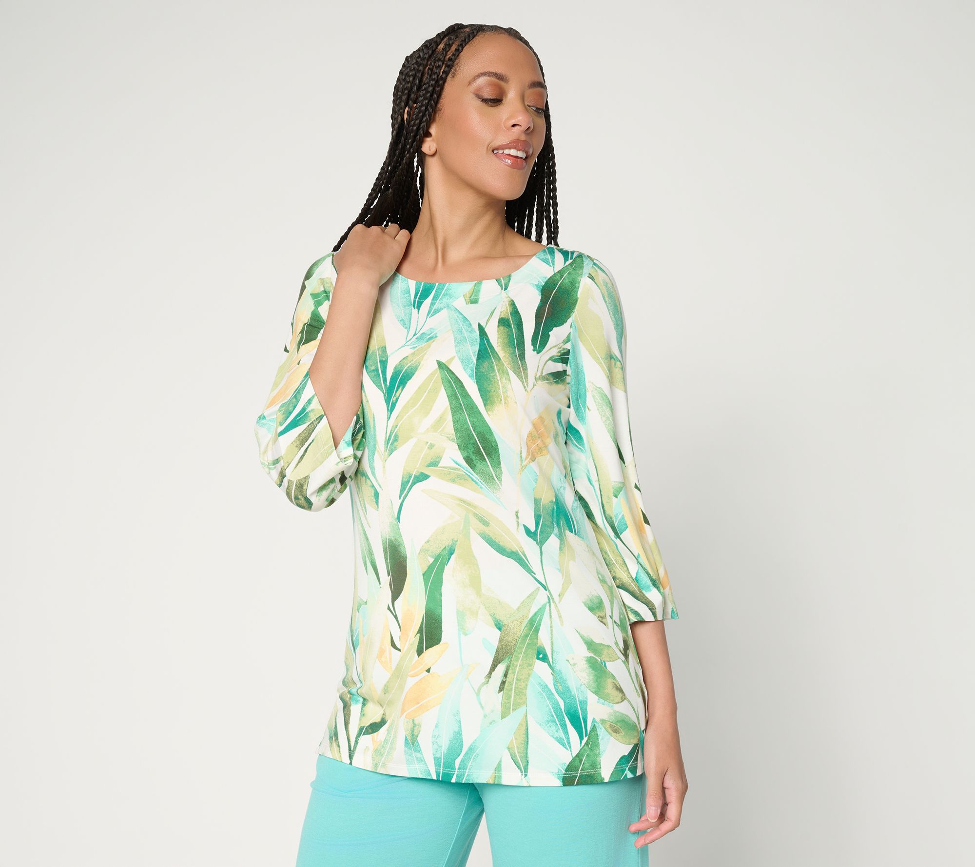 Belle by Kim Gravel Rayon Spandex Garden Whispers Floral Top
