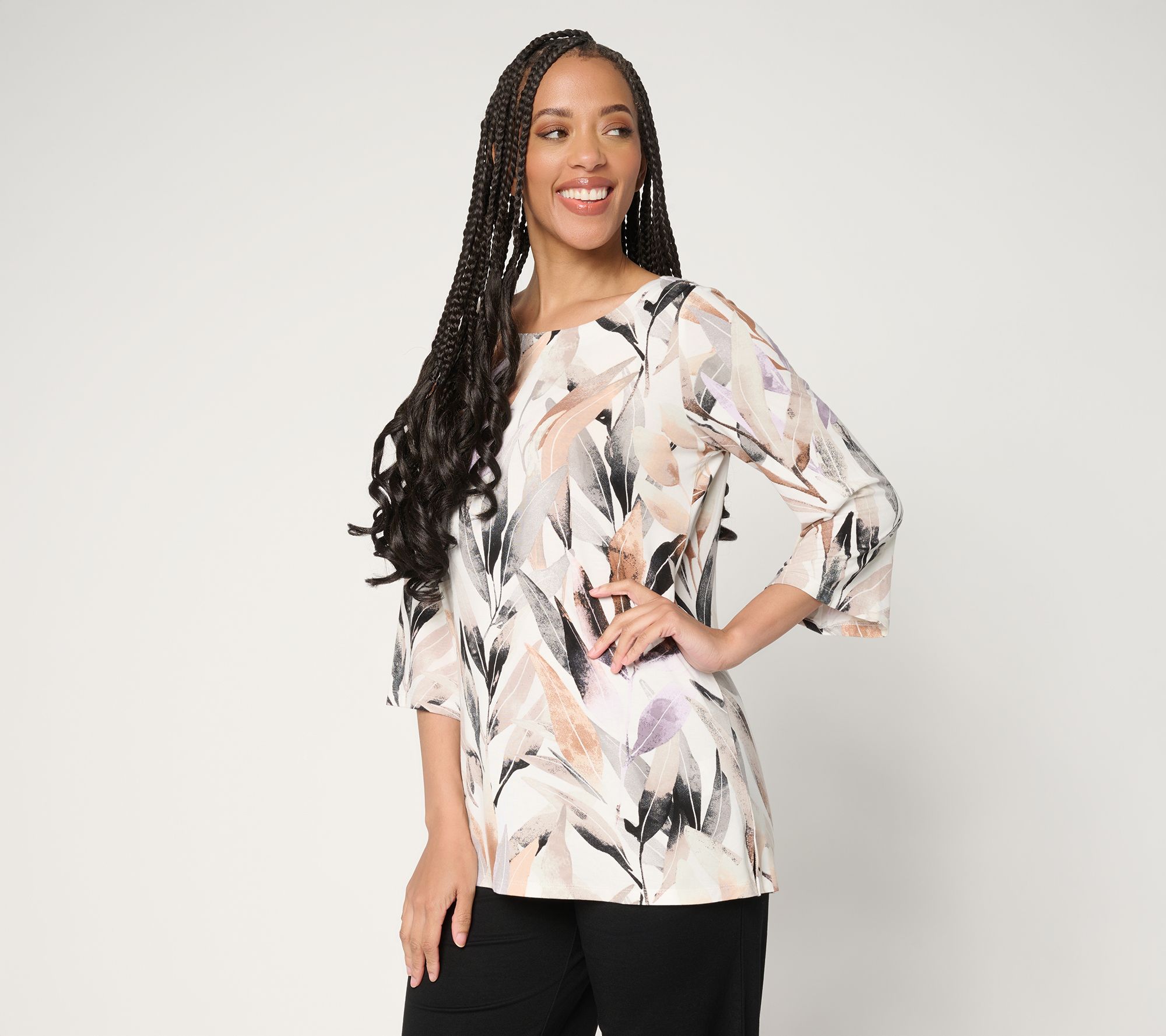 Belle by Kim Gravel Rayon Spandex Garden Whispers Floral Top