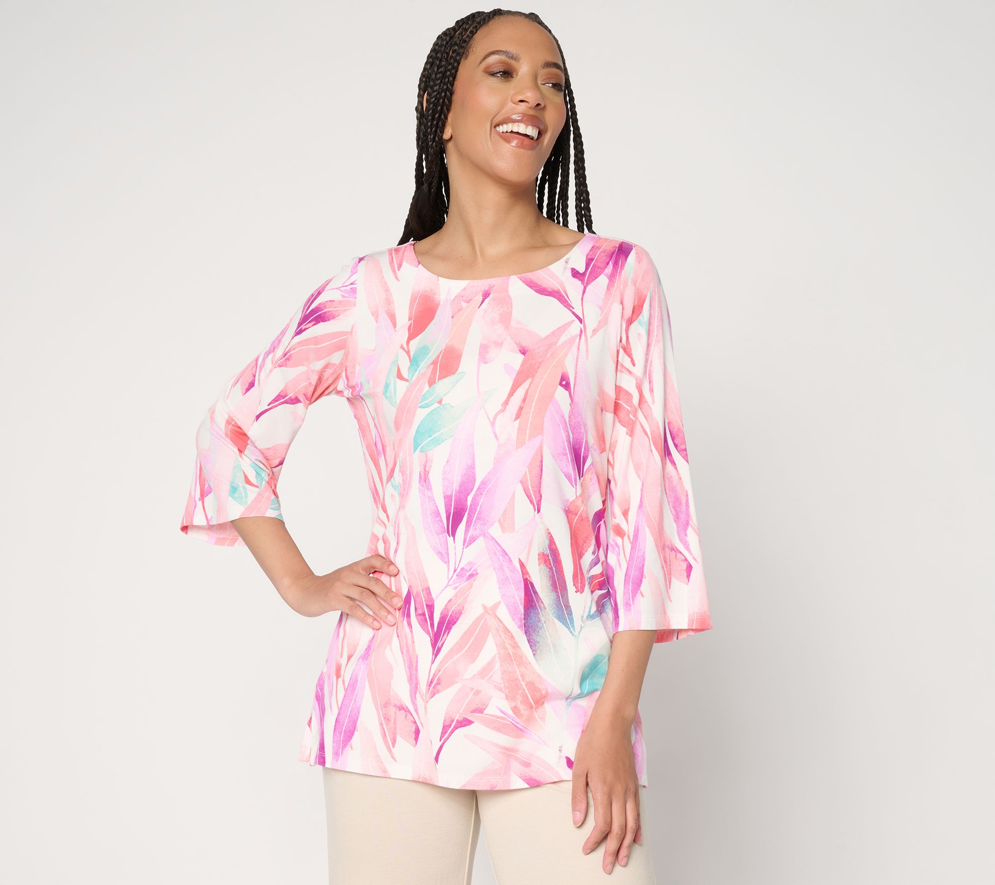 Belle by Kim Gravel Rayon Spandex Garden Whispers Floral Top