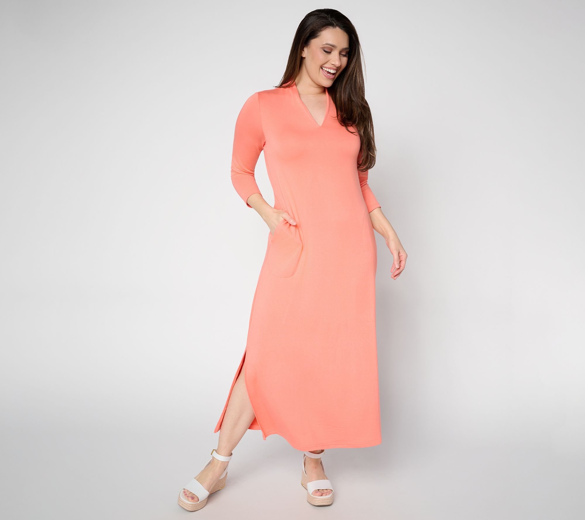  Brandis Dress Out Loud Acquitted Knit 3/4 Sleeve Pet Maxi Dress