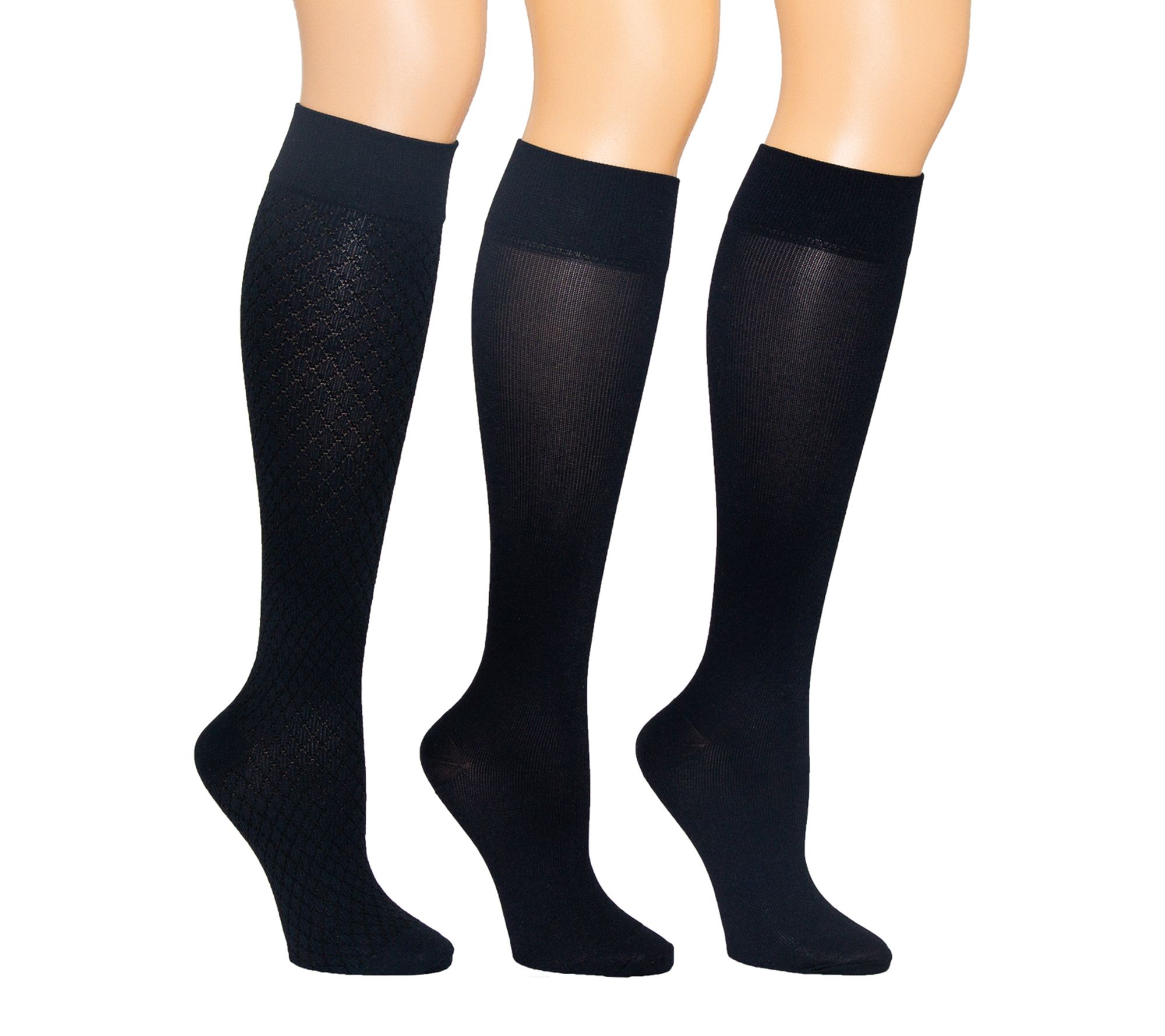 Envy Legwear Set of 3 Textured Compression Socks