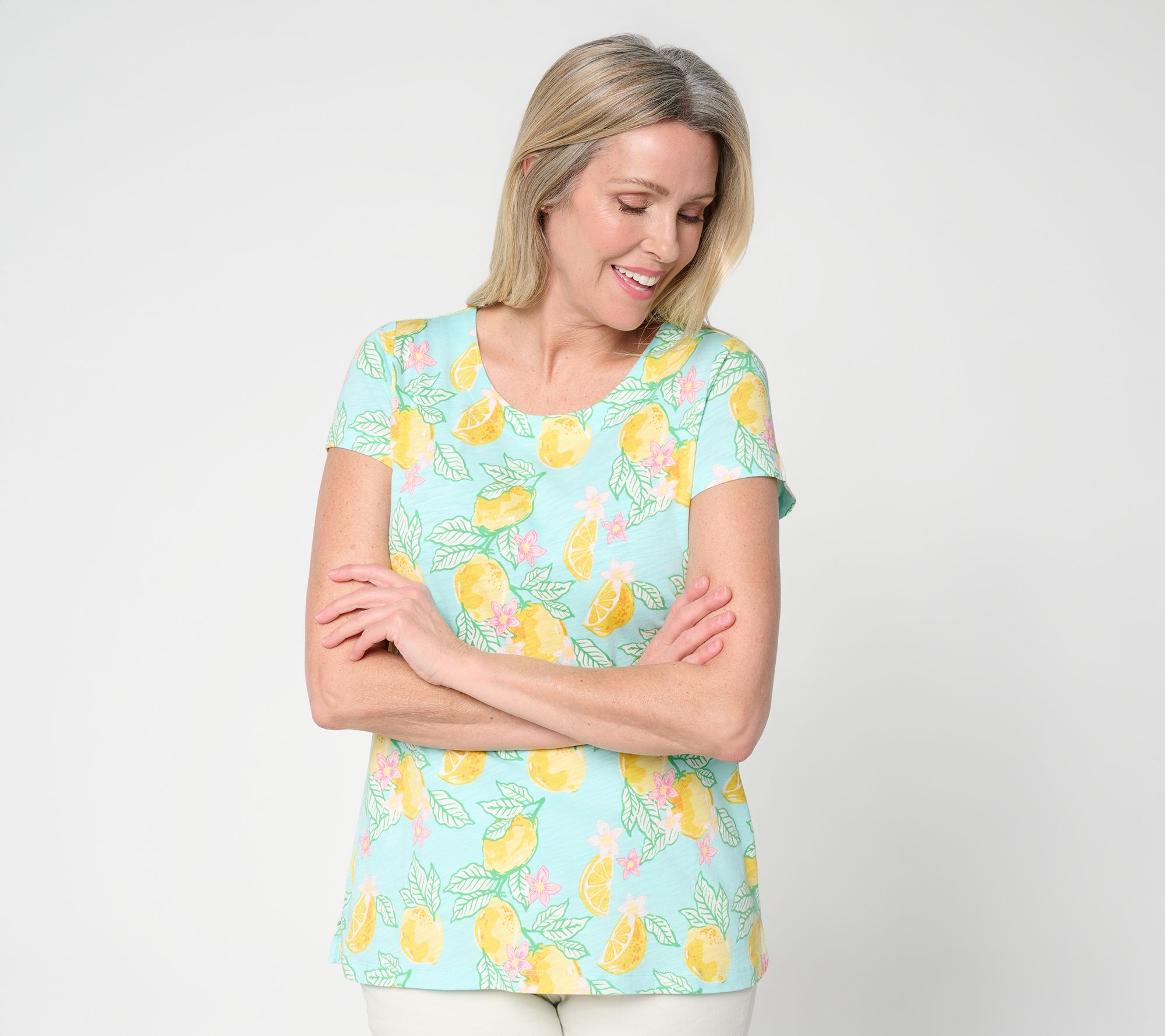 Belle by Kim Gravel Slub Knit Pulp Fiction Short Slv. Top