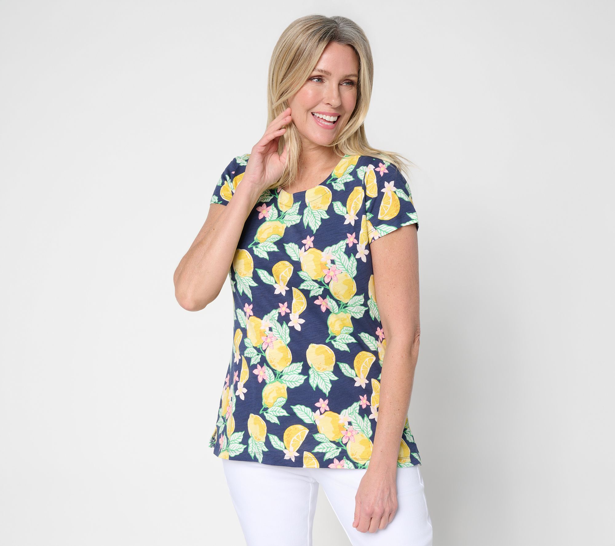 Belle by Kim Gravel Slub Knit Pulp Fiction Short Slv. Top