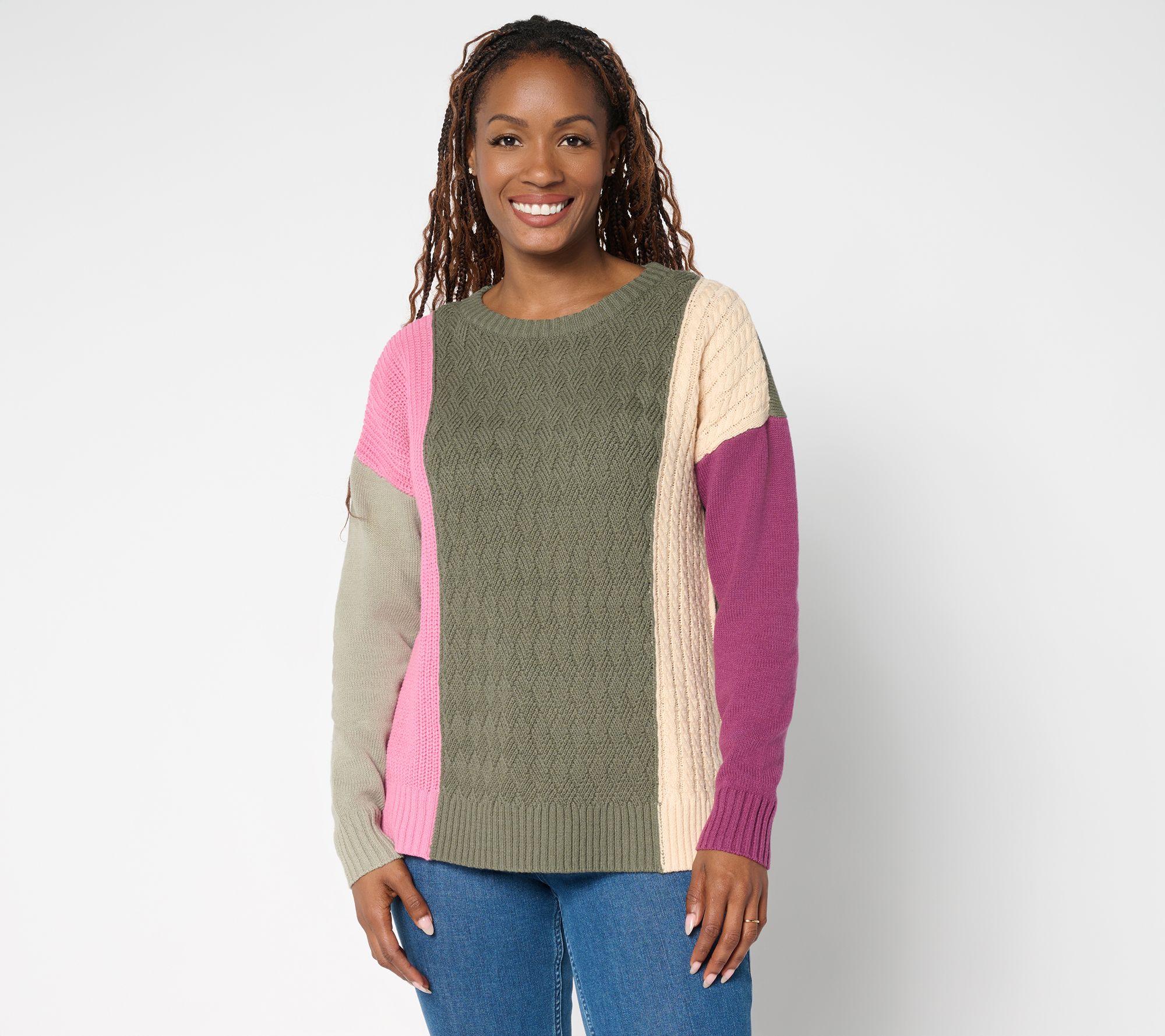 "As Is" Belle by Kim Gravel Tri Textured Color Block Sweater