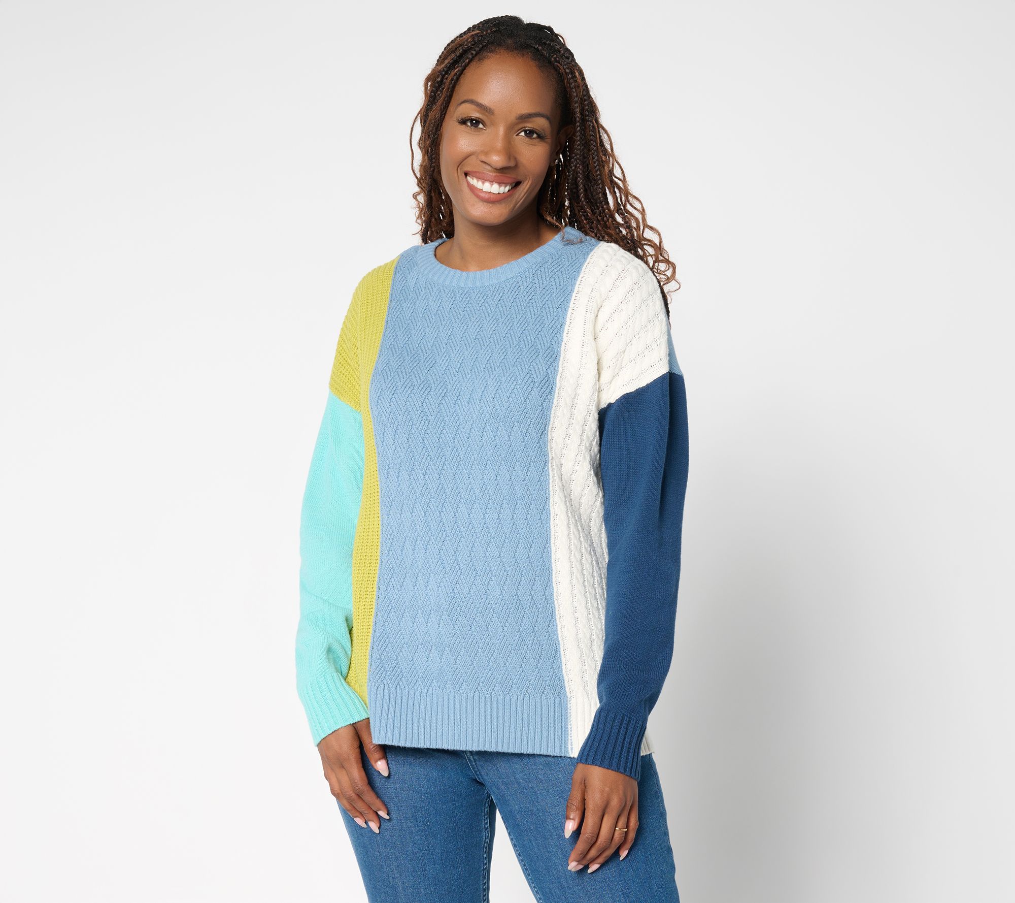 "As Is" Belle by Kim Gravel Tri Textured Color Block Sweater