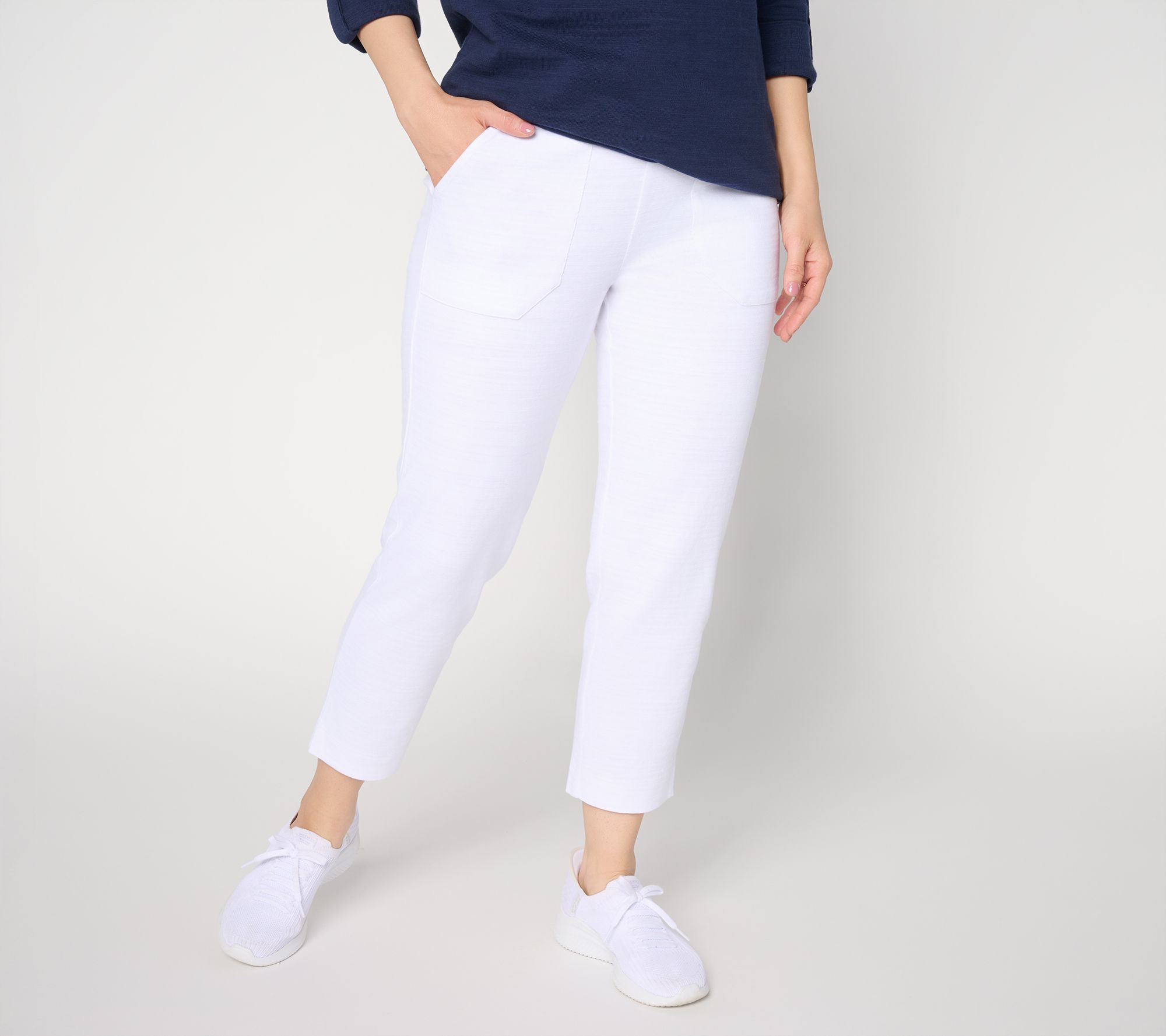 Denim & Co. Regular Textured Cotton Straight Leg Crop Pants