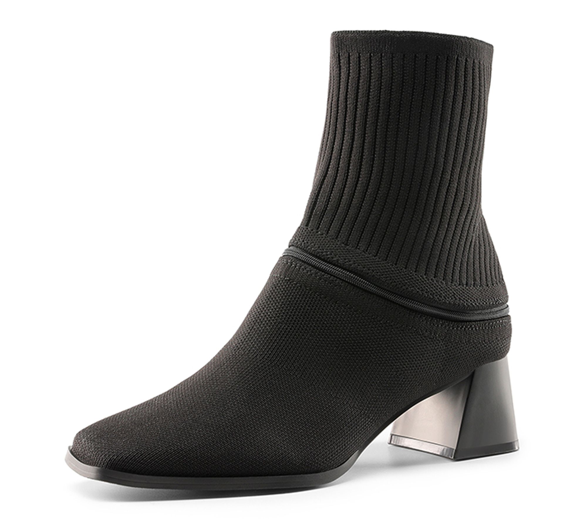 Dream Pairs Waterproof Block Heel Knit Ankle Boots