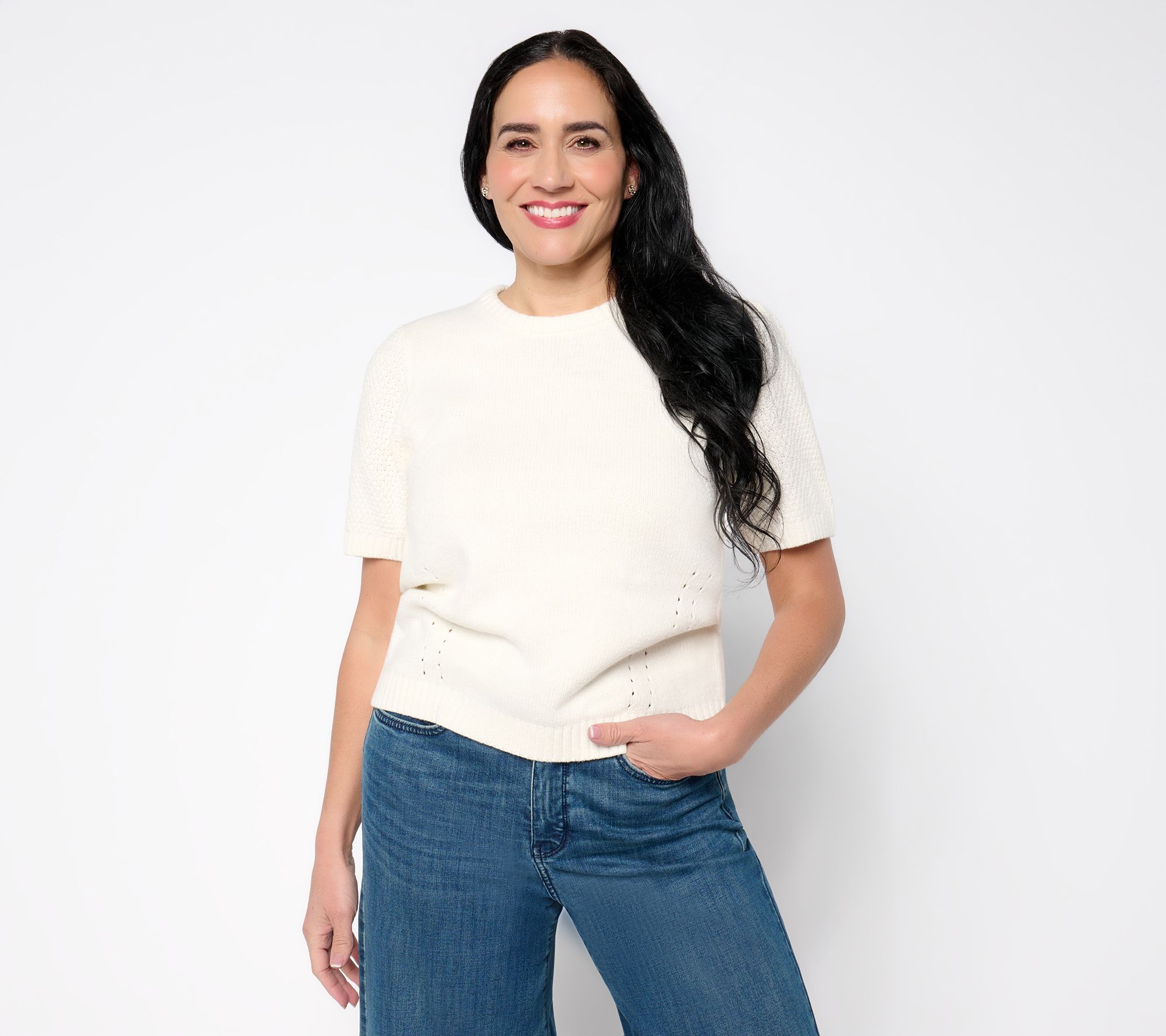 RM Studio x Rebecca Minkoff Short Sleeve Pointelle Sweater