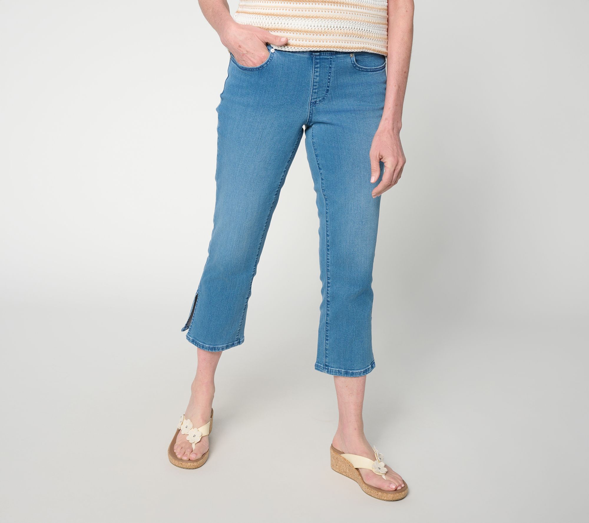 Belle by Kim Gravel Regular TripleLuxe Denim Vented Crop Jean