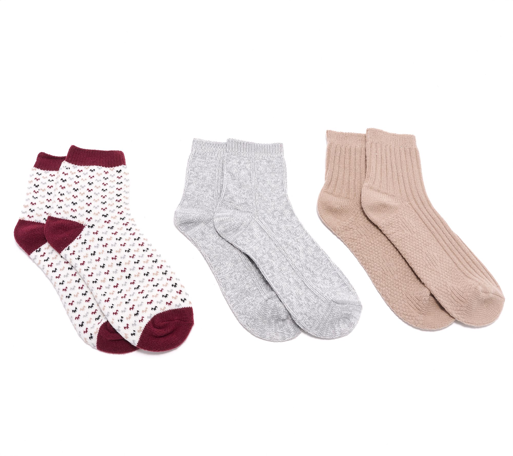 "As Is" MUK LUKS Set of 3 Microfiber Quarter Crew Socks