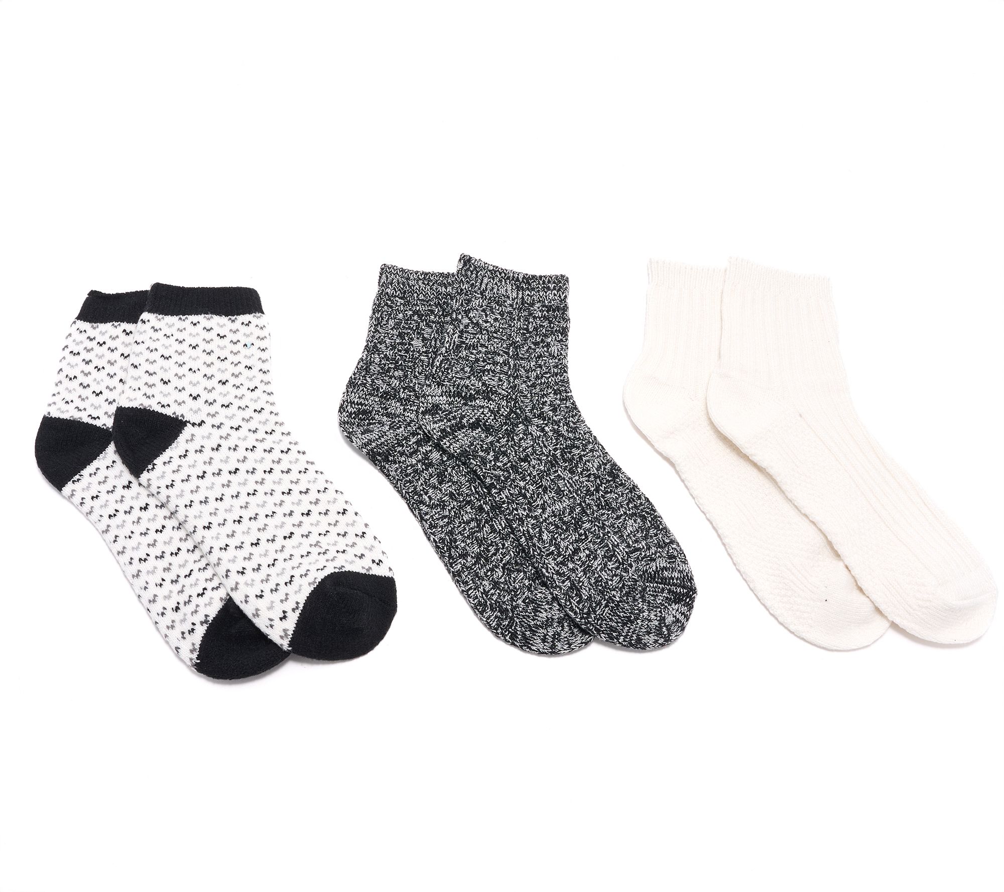 "As Is" MUK LUKS Set of 3 Microfiber Quarter Crew Socks