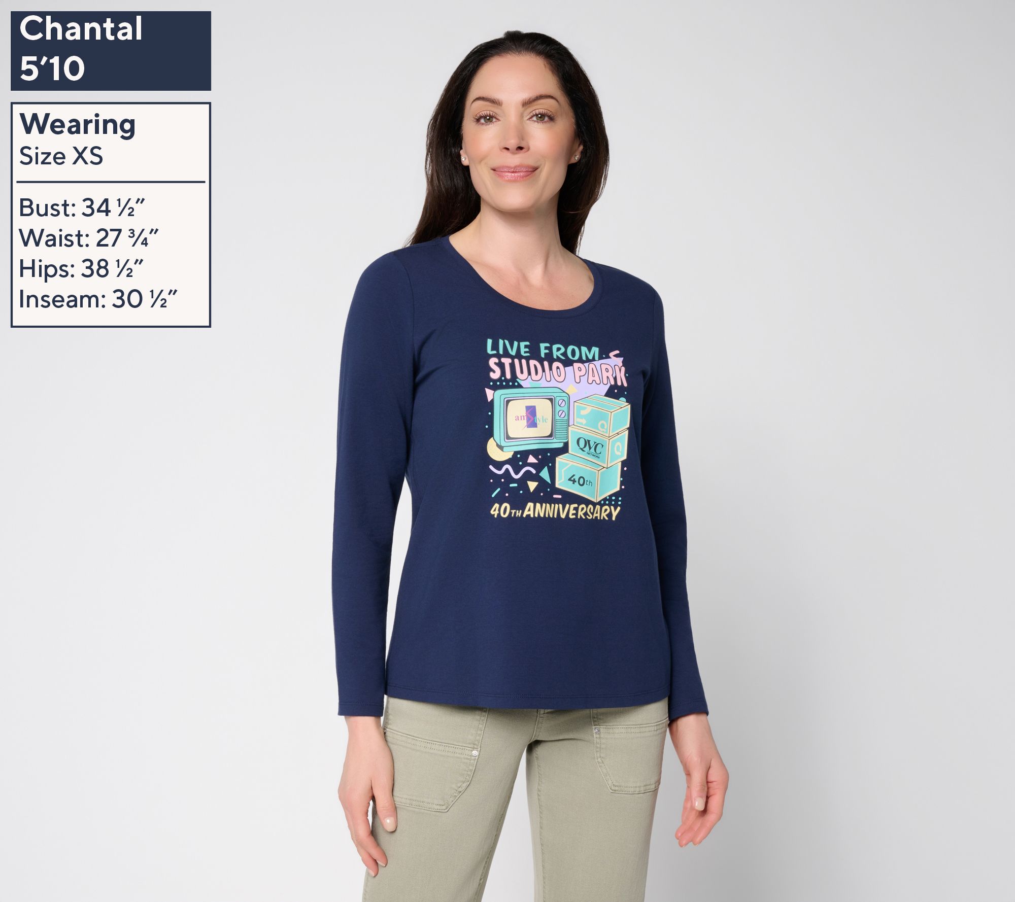 Studio Park 40th Anniversary Graphic Long Sleeve Tee - QVC.com