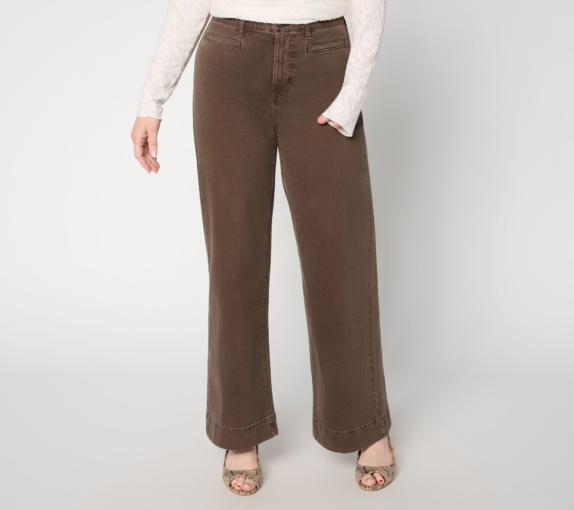 Me by Jennie Garth Petite Welt Pocket Wide Leg Jeans- Color