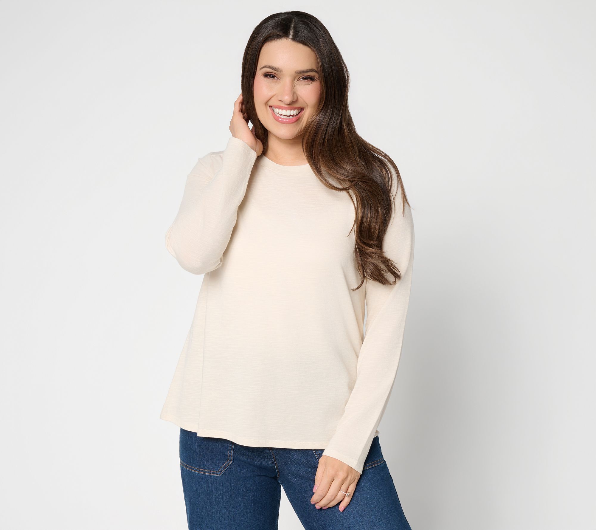 LOGO Principles by Lori Goldstein 100% Cotton Long Sleeve Top