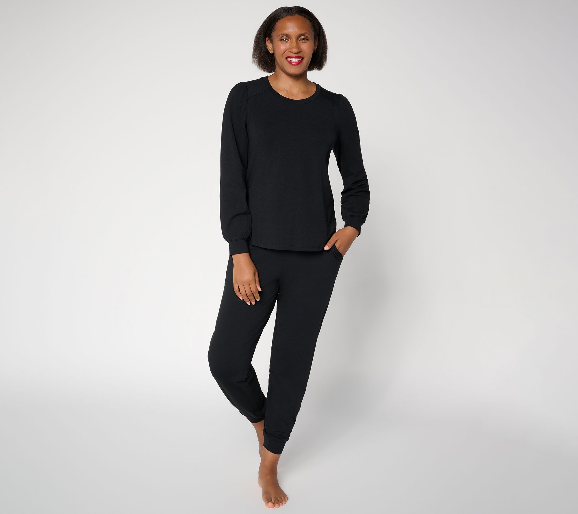 AnyBody Regular Cozy Knit Jersey Top and Bottom Set