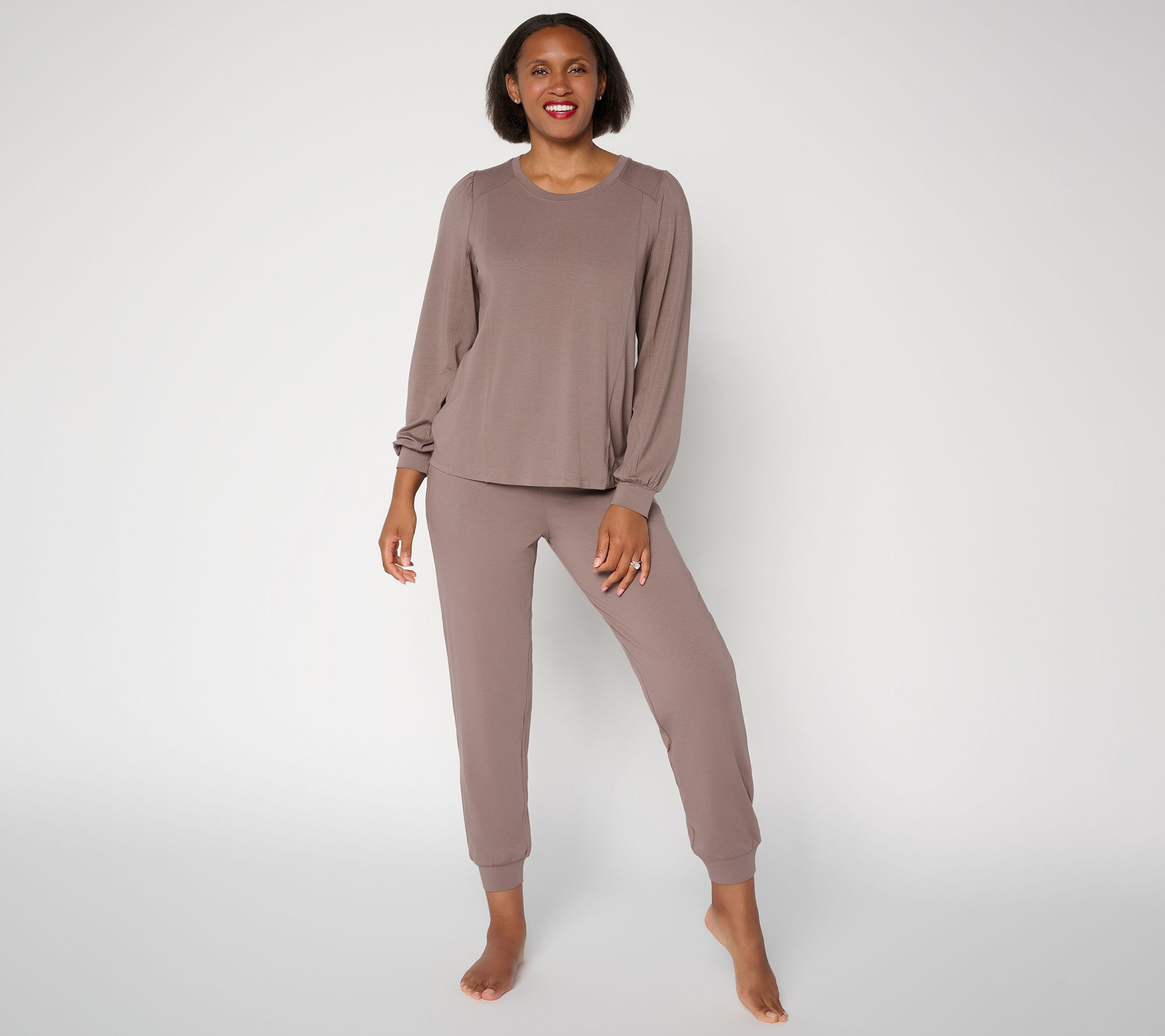 AnyBody Regular Cozy Knit French Terry  & Jogger Set