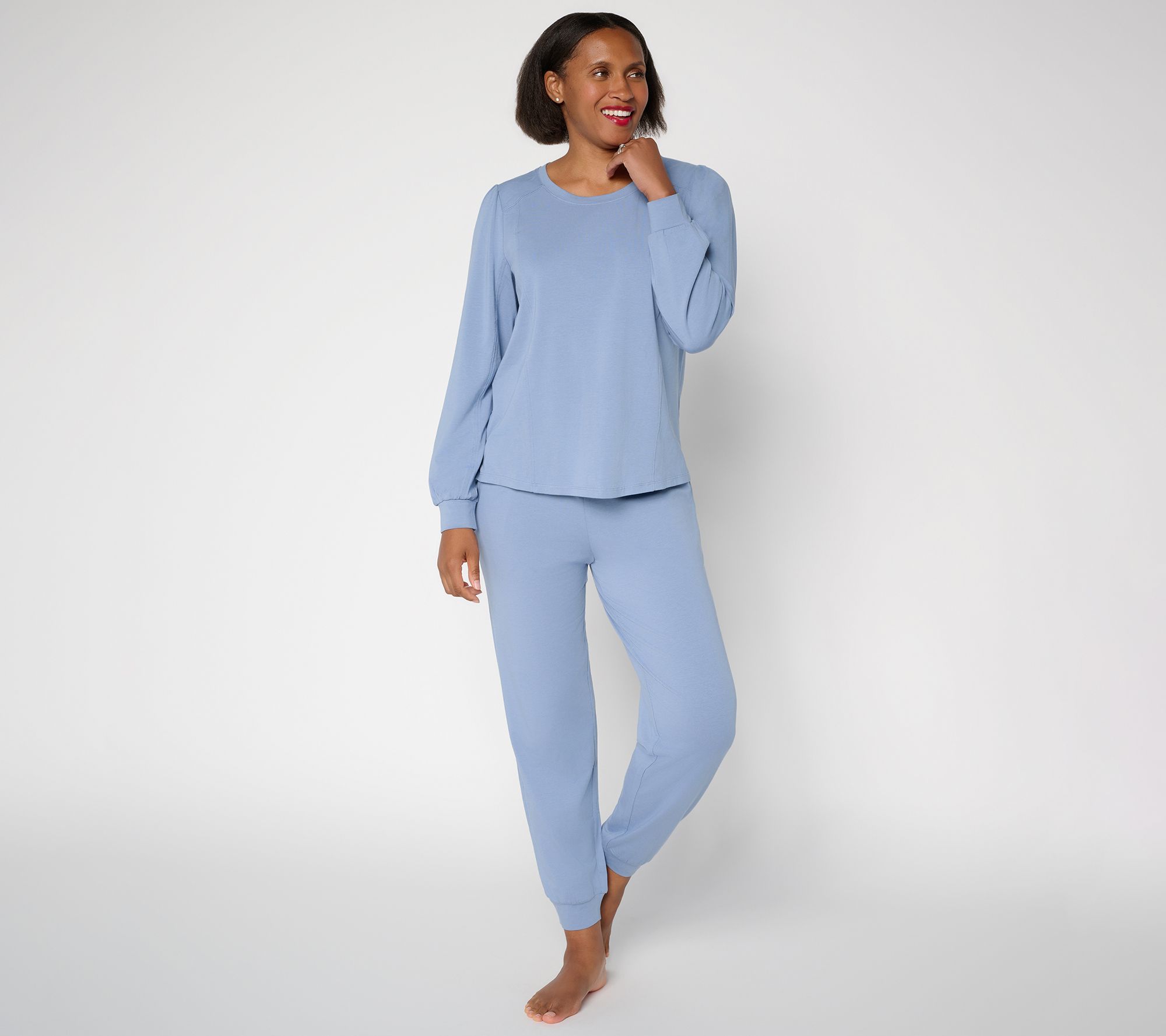 AnyBody Regular Cozy Knit Jersey Top and Bottom Set