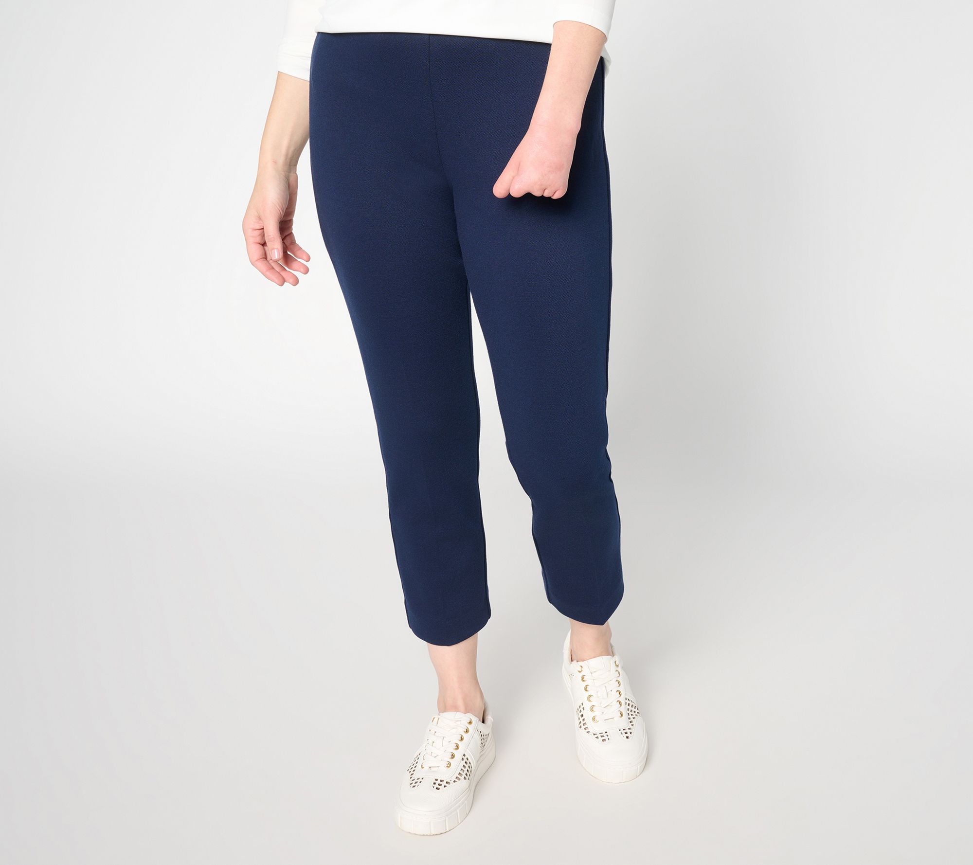 Susan Graver Pique Knit Pull-On Slim Leg Crop Pants