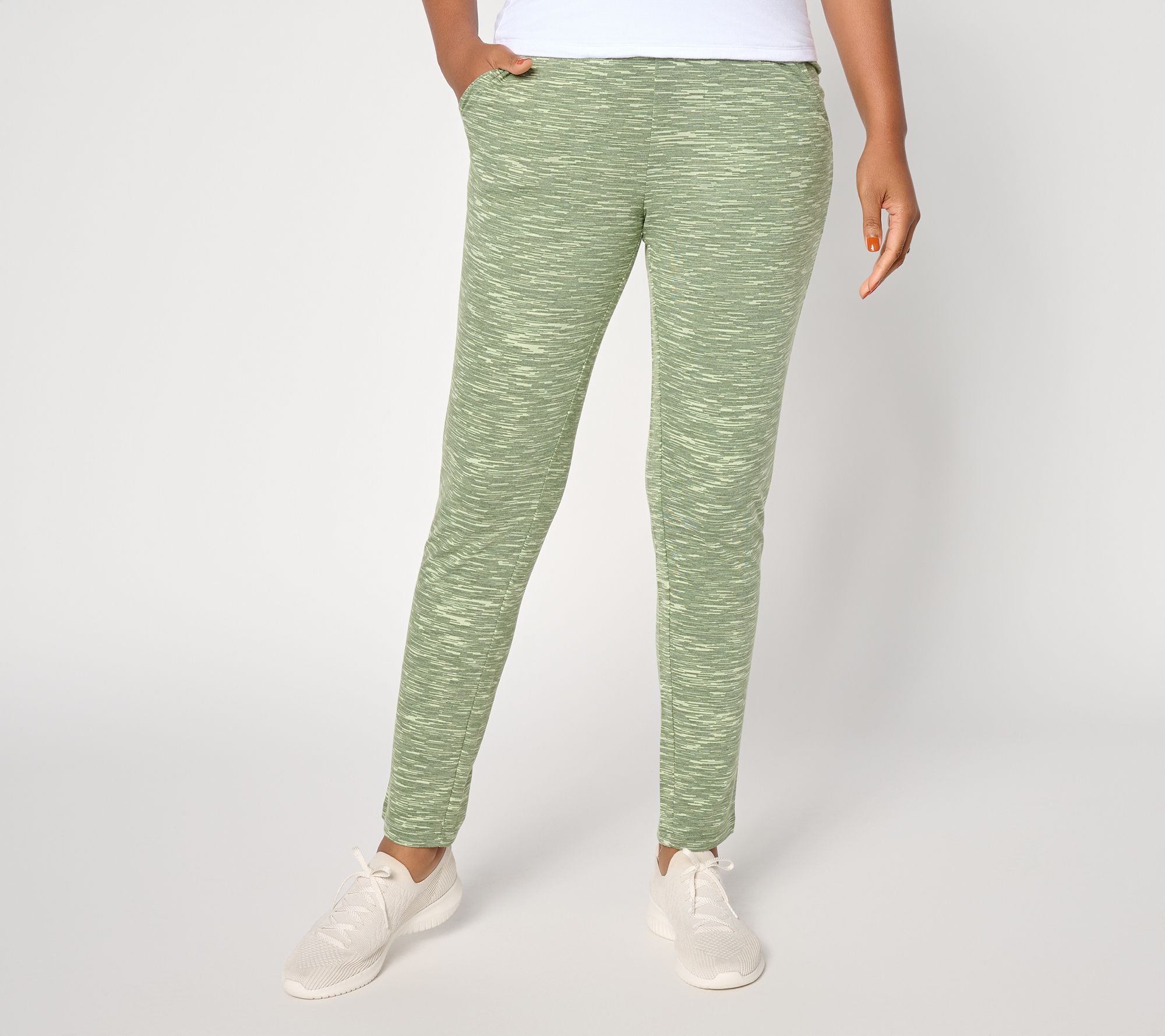 "As Is" Denim & Co. Active Regular Soft Blend KnitSpace Dye Slim Pants