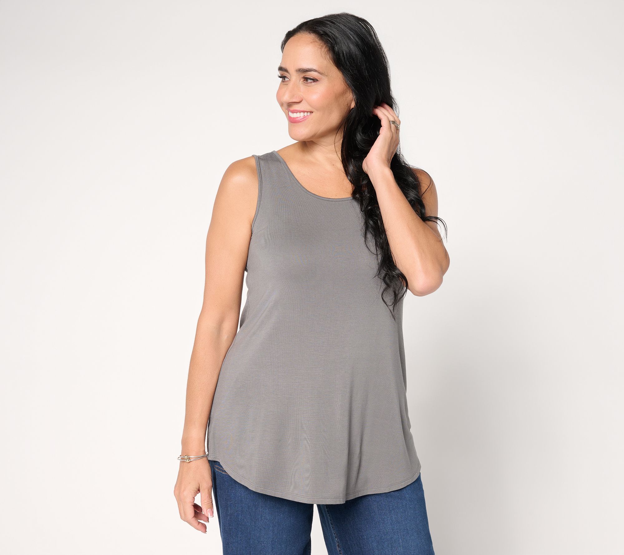 "As Is" LOGO Layers by Lori Goldstein Curve Hem Scoop Neck Tank