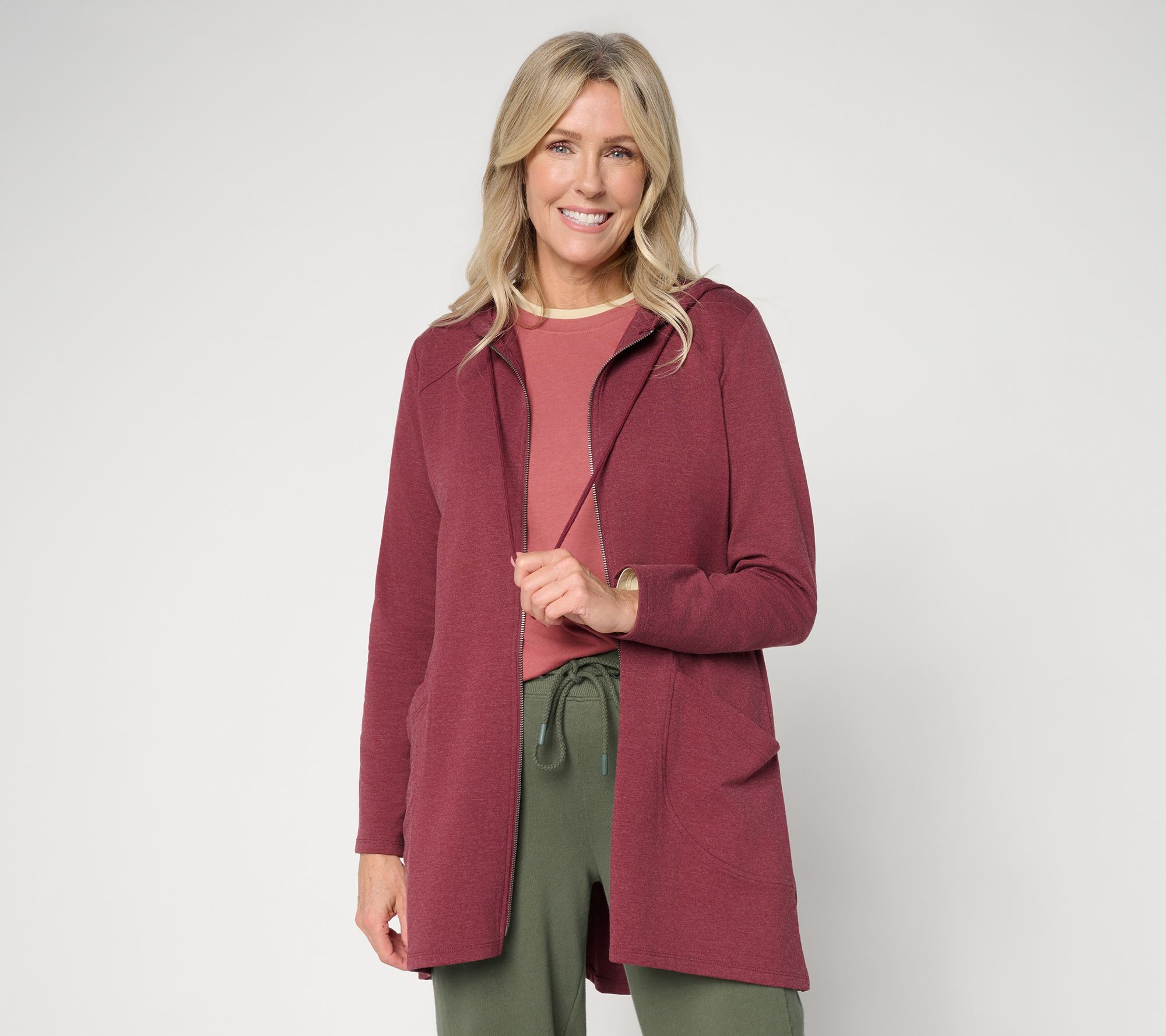 "As Is" LOGO by Lori Goldstein Petite Zip Front Hoodie With Pockets