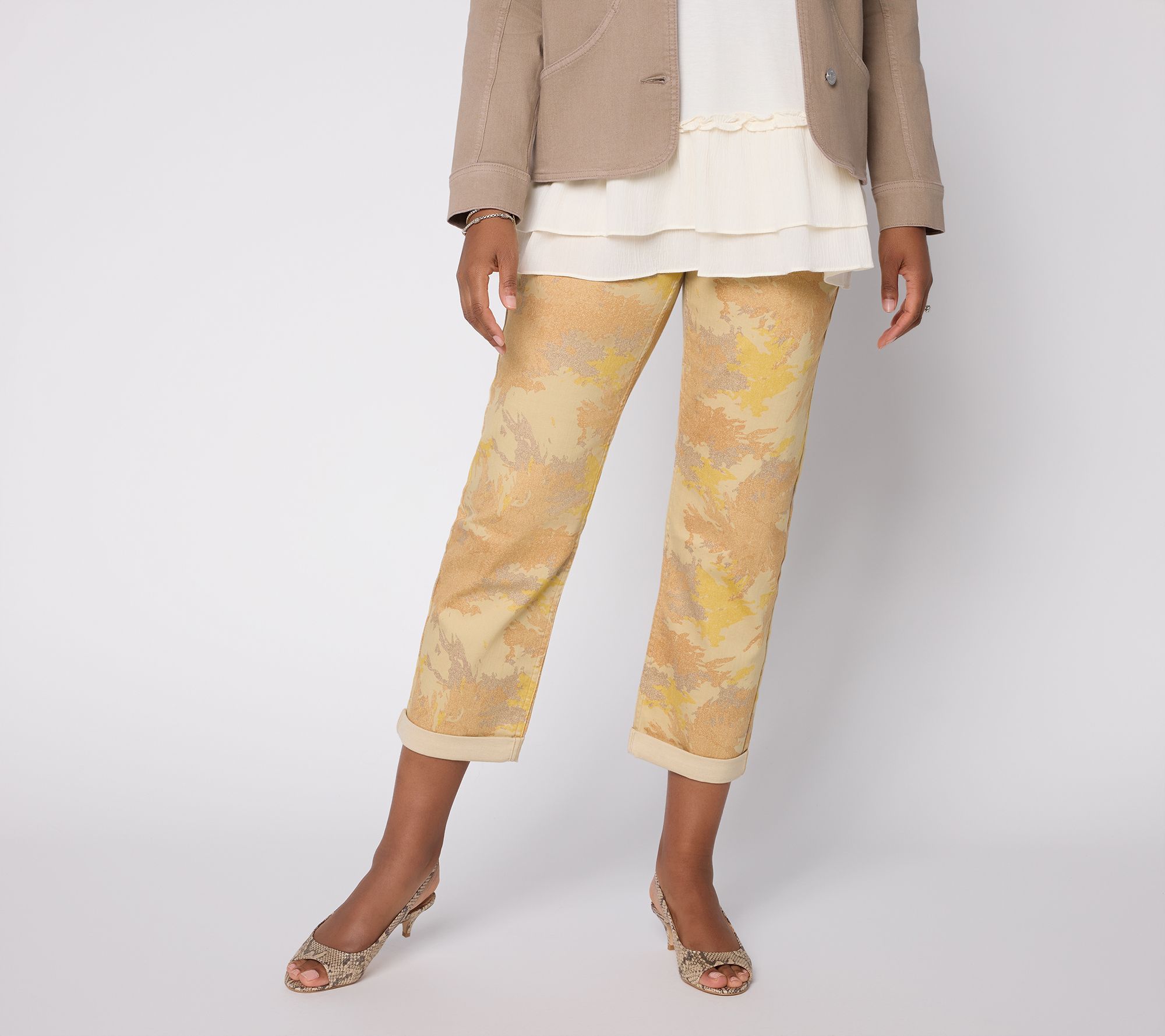 LOGO by Lori Goldstein Boyfriend Ankle Printed Jean