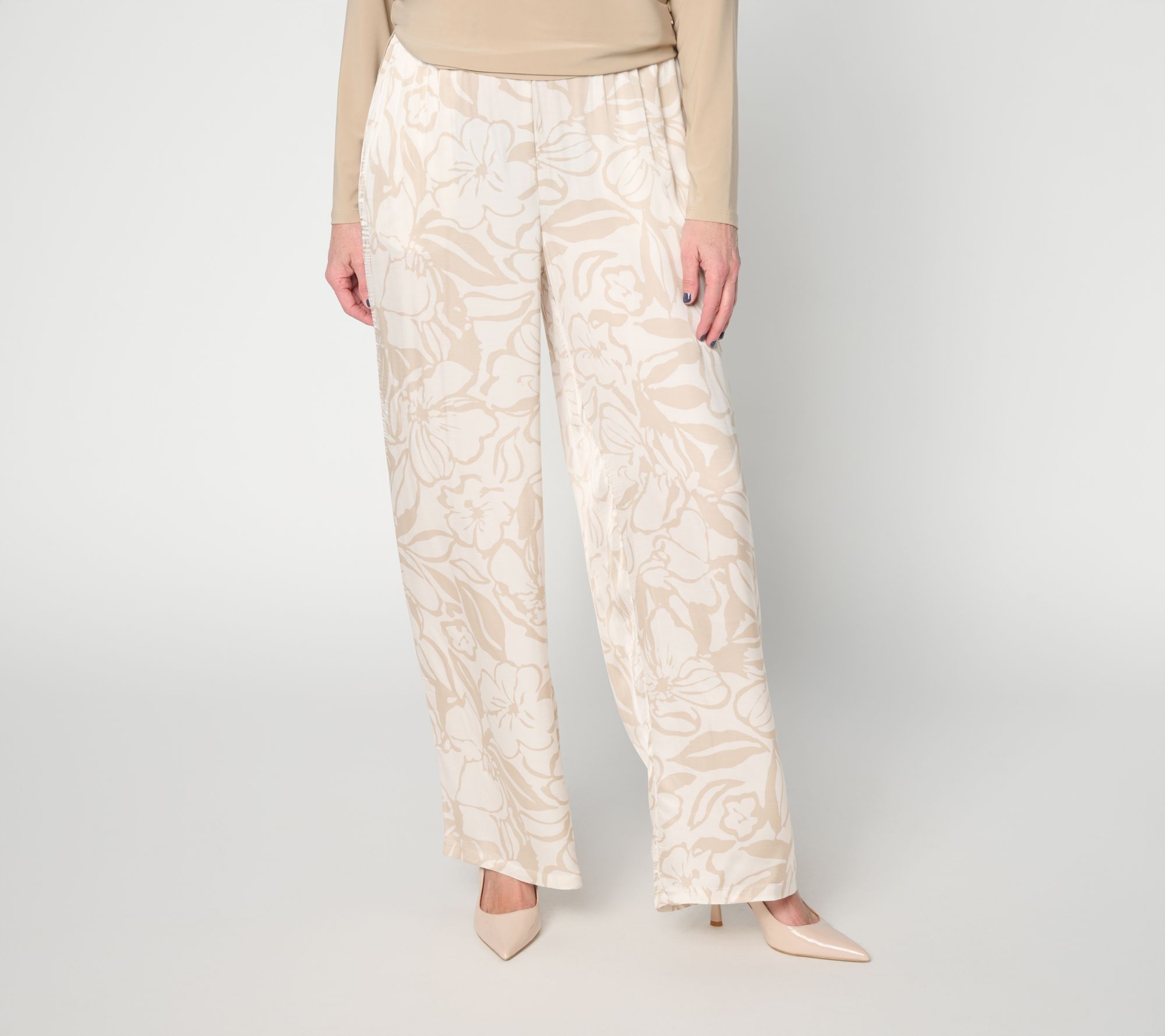 "As Is" Dennis Basso Petite Printed Wide Leg Pull-On Pant