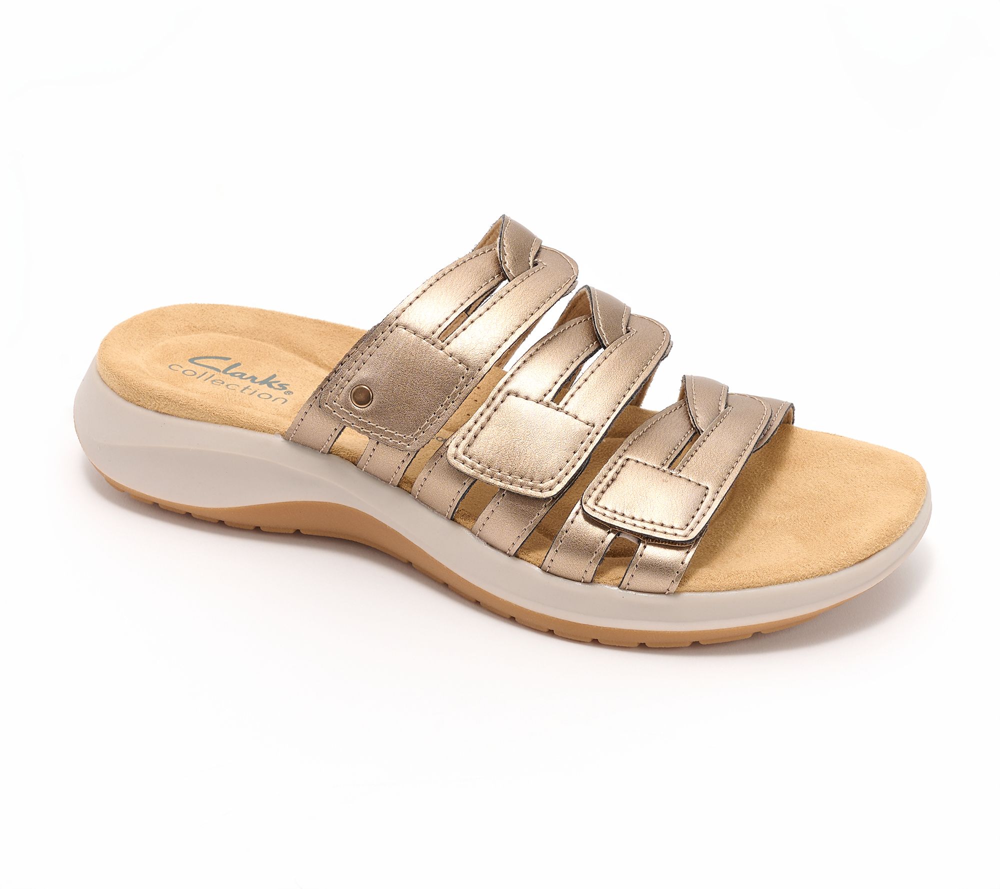 "As Is" Clarks Collection Leather Slide Sandals- Maelynn Abby