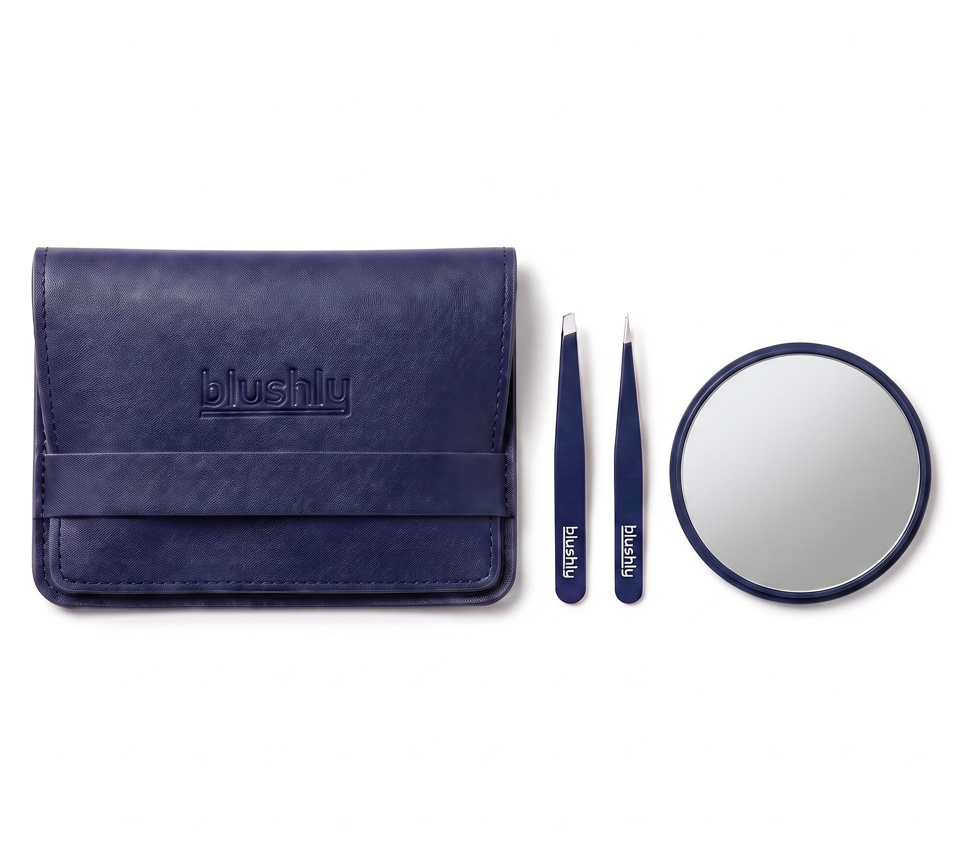 Blushy Set of 2 Tweezers with Mirror and Case
