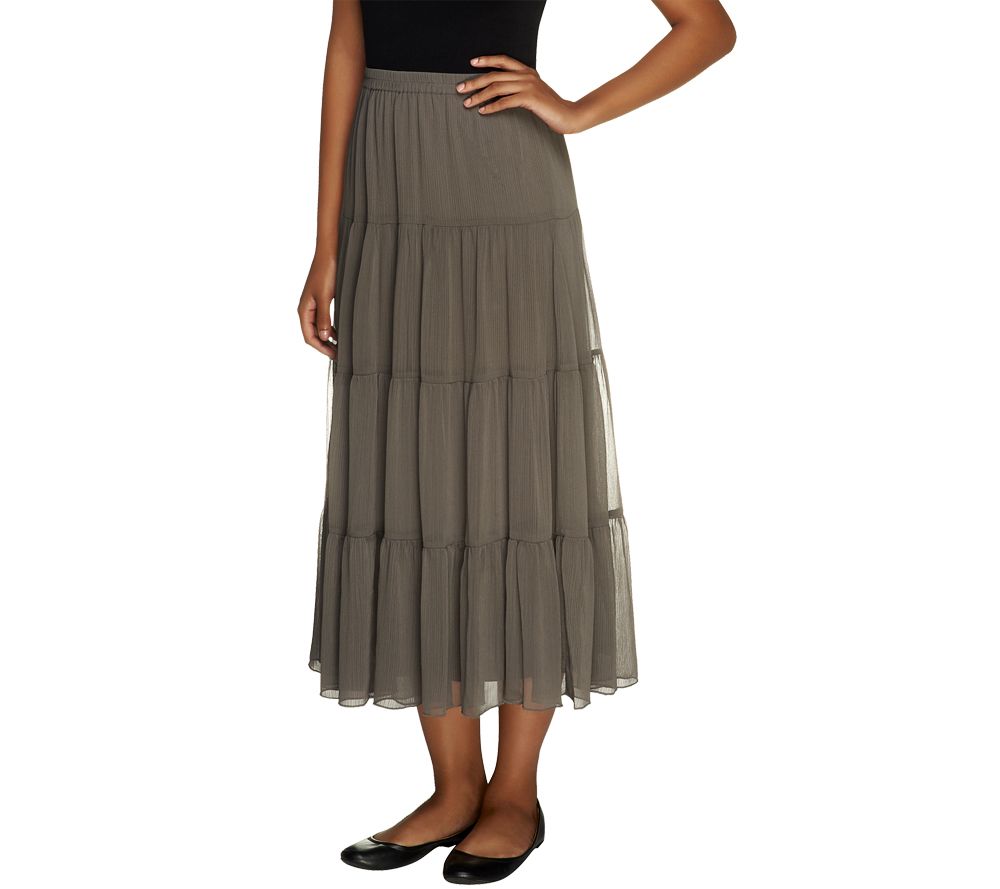 Linea Louis Dell/'Olio 4-Tier Crinkle Boho Skirt Wine L NEW A70208