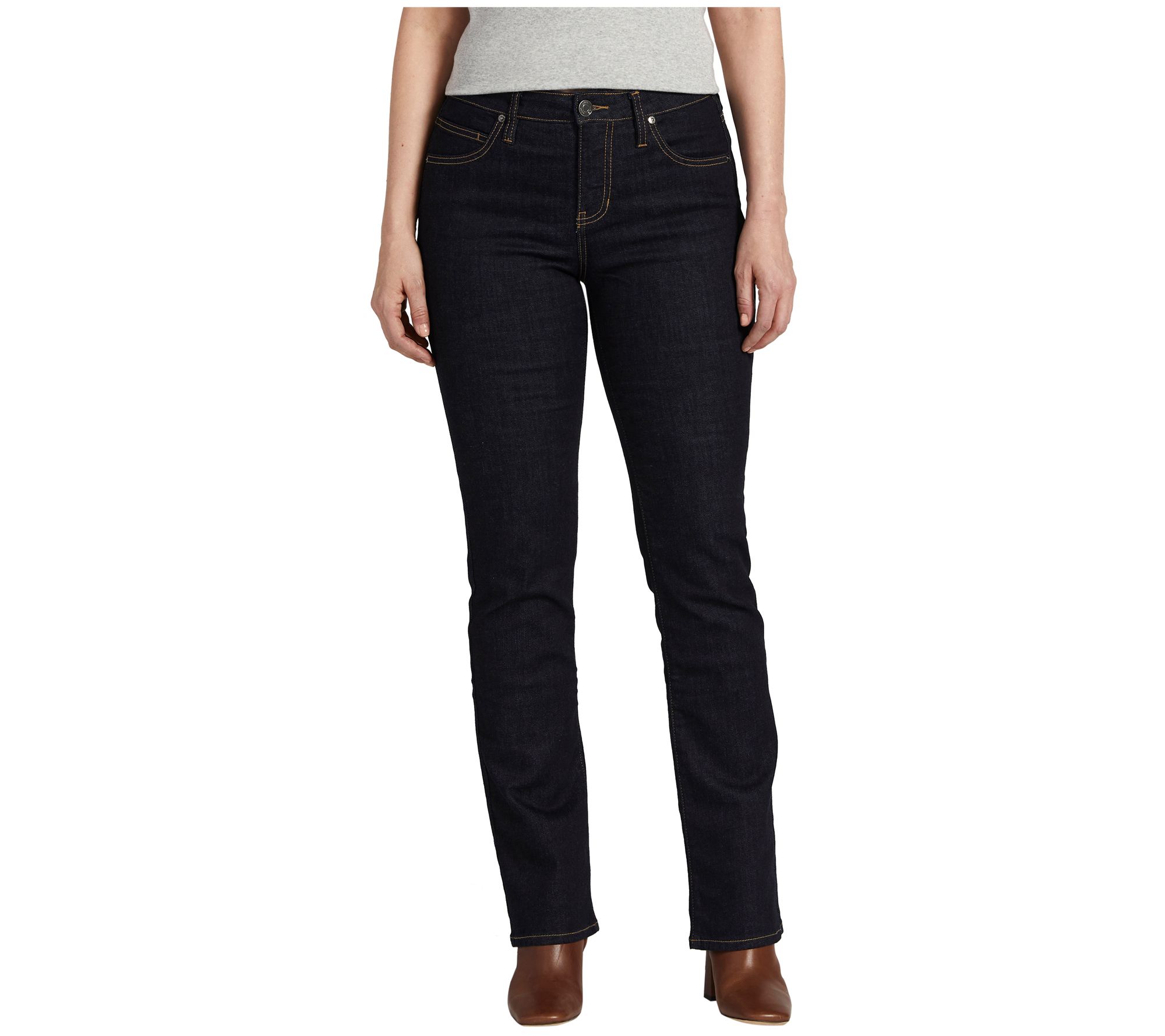 JAG Petite Eloise Mid-Rise Boot-Cut Jeans-French Navy - QVC.com