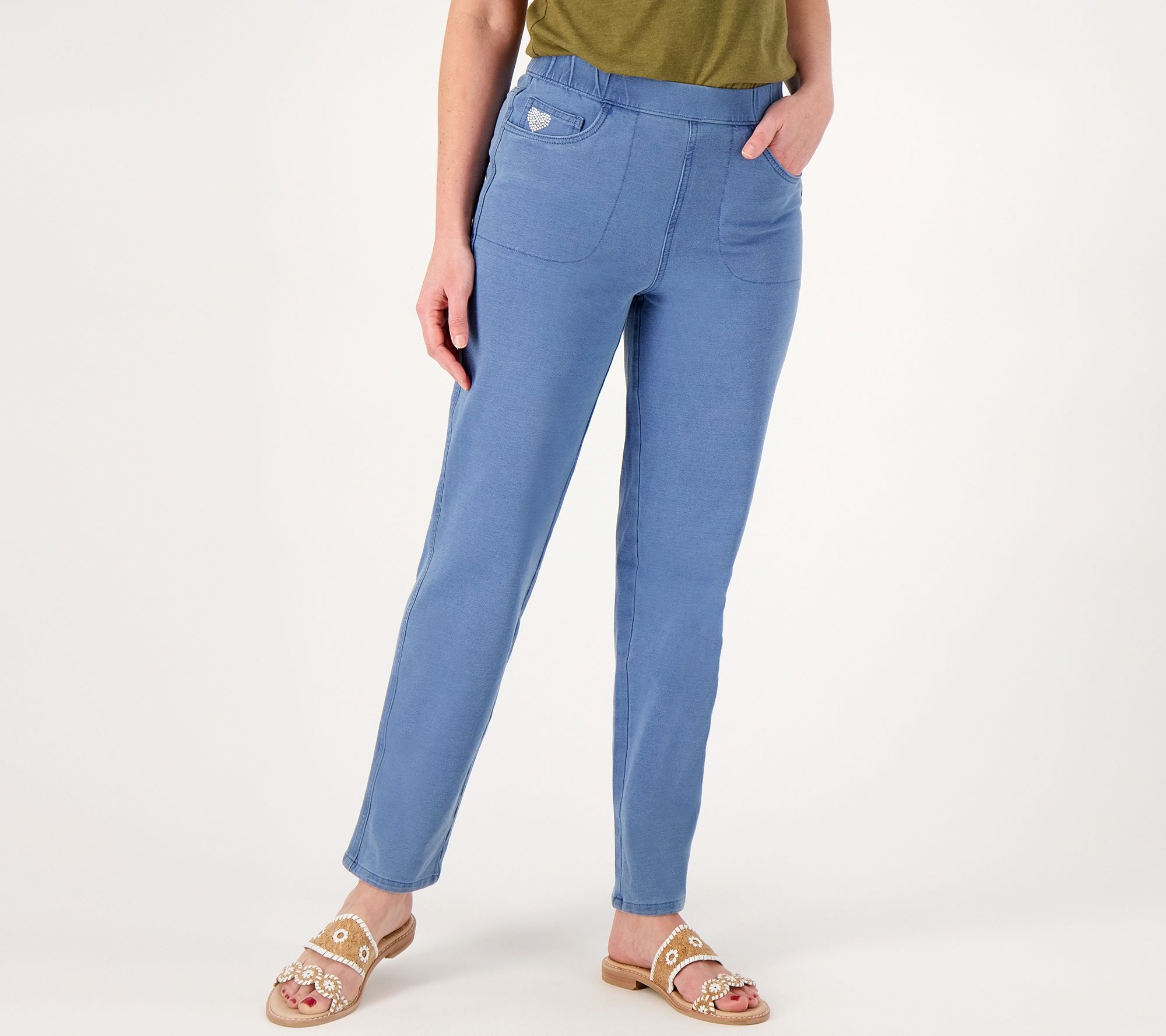 Quacker Factory Dream Jeans Pull On Stretch Capri Pants Size XL