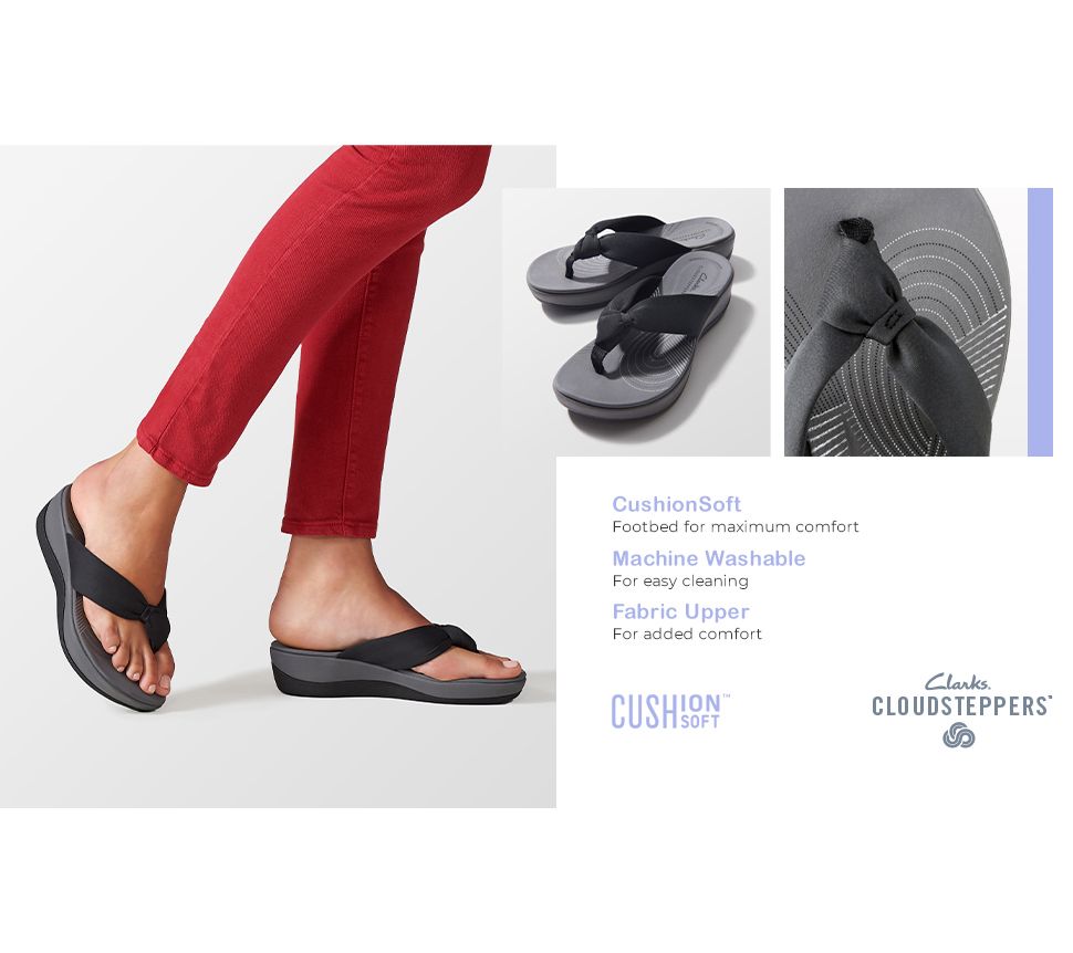Clarks Cloudsteppers Solid Thong Sandals - Arla Glison - QVC.com