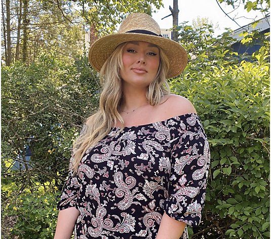All Worthy Hunter McGrady Printed Off the Shoulder Top