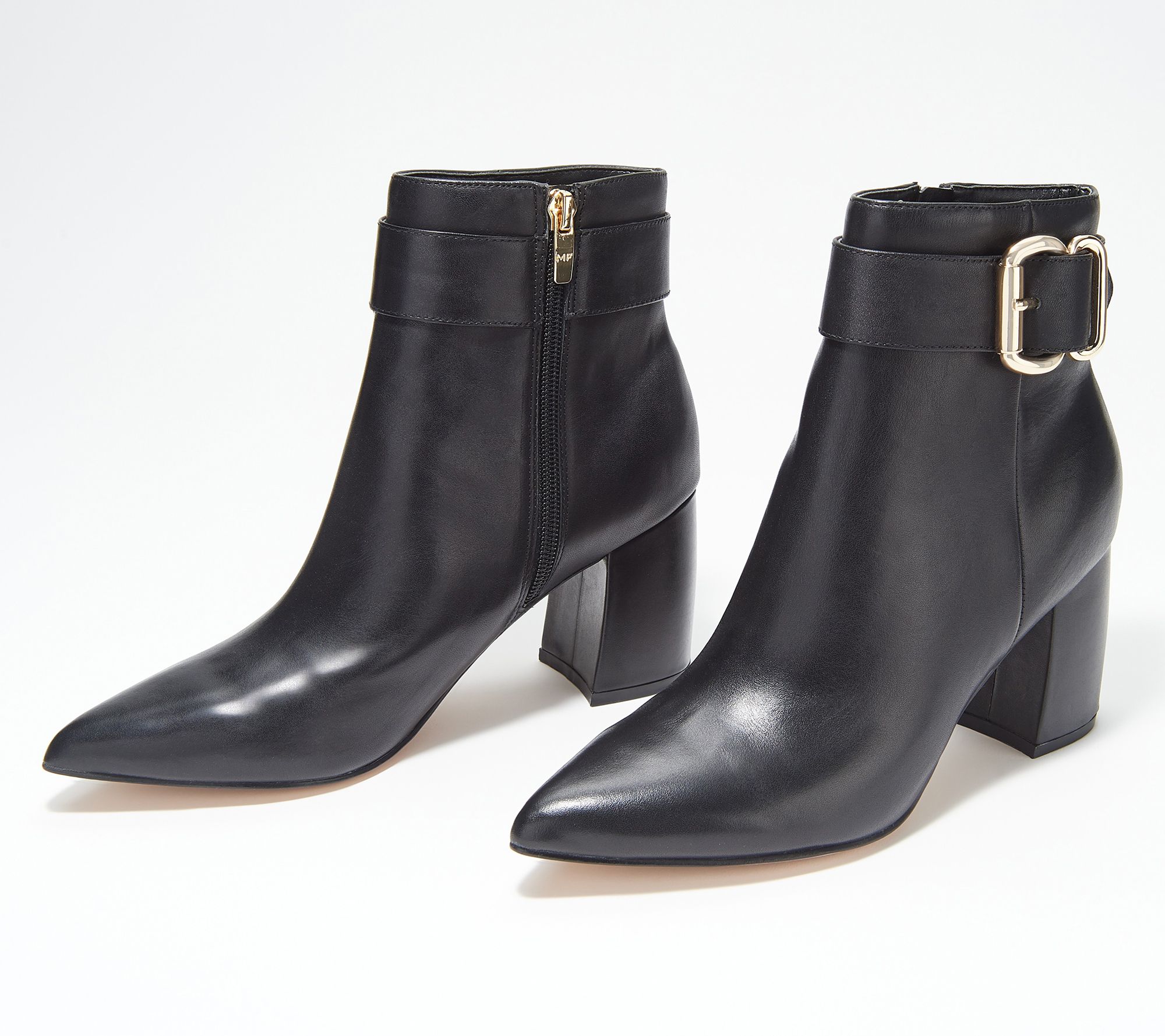 Marc Fisher Leather Buckle Ankle Boots - Rymona - QVC.com