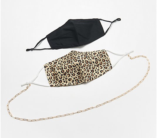 Chic Tweak Animal Print & Solid Face Coverings with Chain