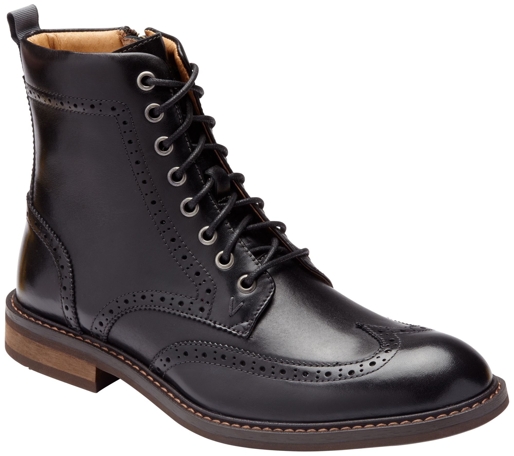 Vionic Men's Leather Lace Up Boots - Bowery Wesley - QVC.com