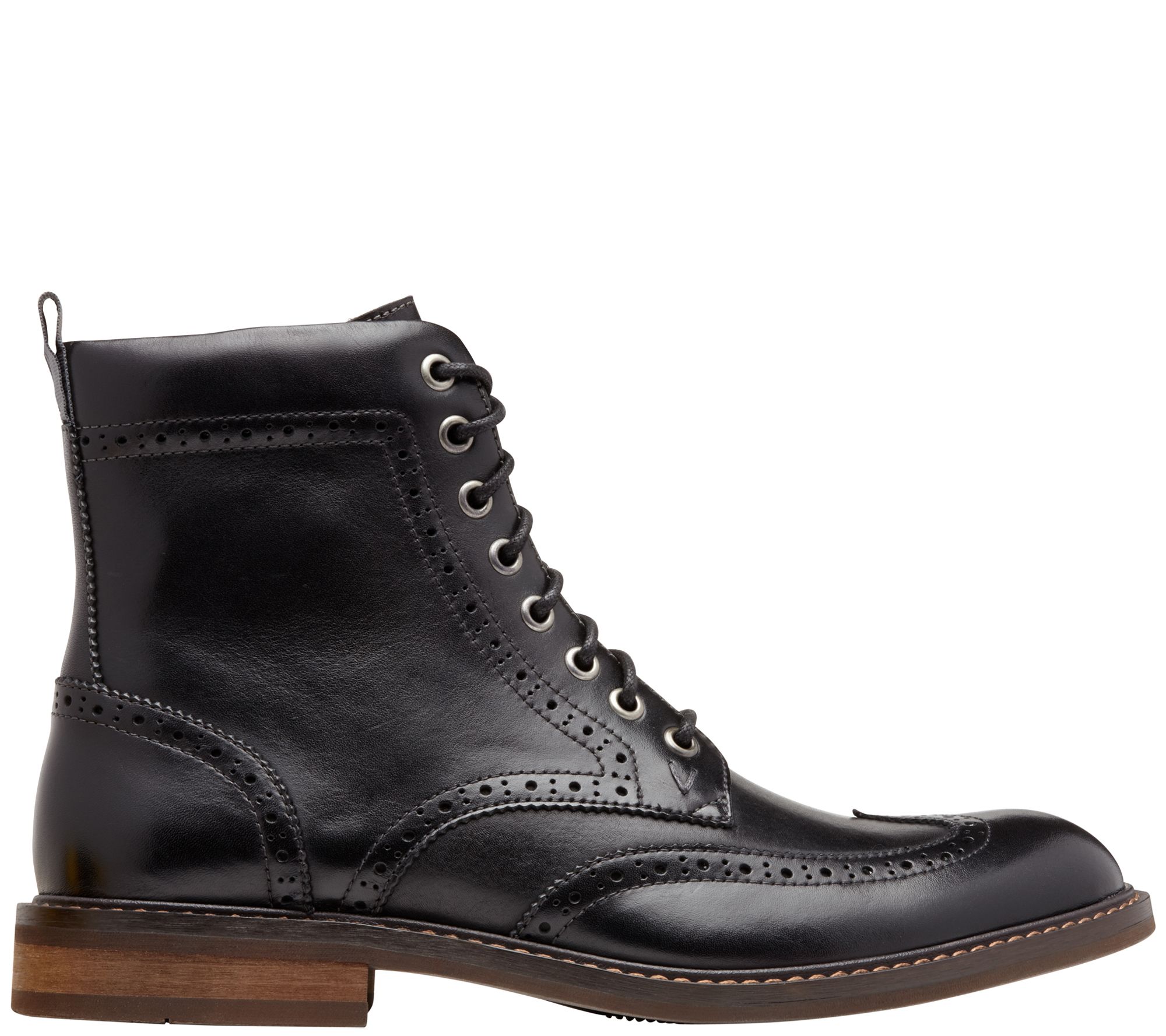 Vionic Men's Leather Lace Up Boots - Bowery Wesley - QVC.com