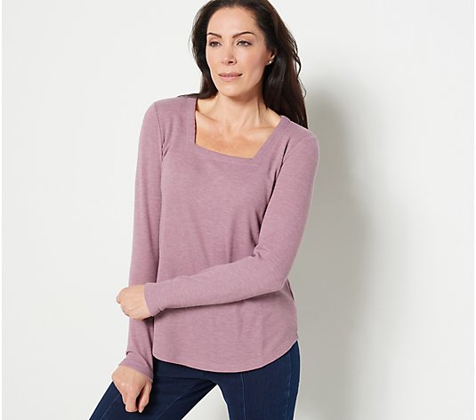 Susan Graver Weekend Waffle Knit Square Neck Top