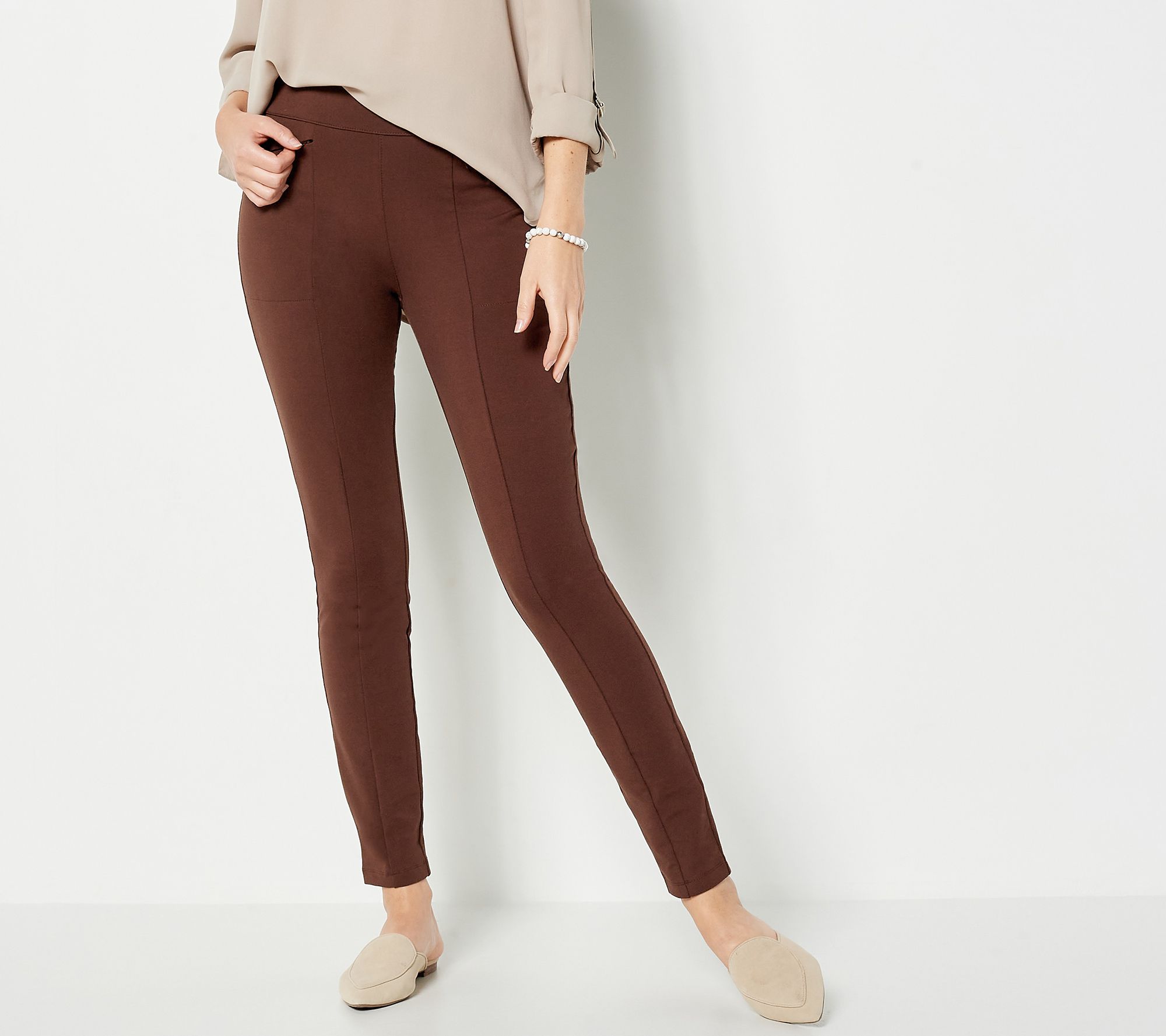  Premium Womens Stretch Dress Pants - Wear To Work - Ponte  Treggings - Slim Leg