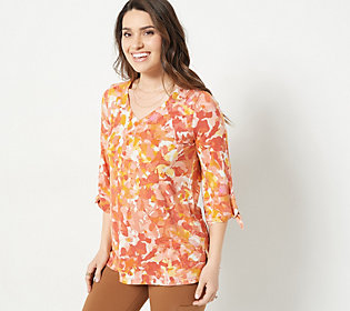 more color a378521 Attitudes by Renee Regular Como Jersey Printed Godet Tunic 