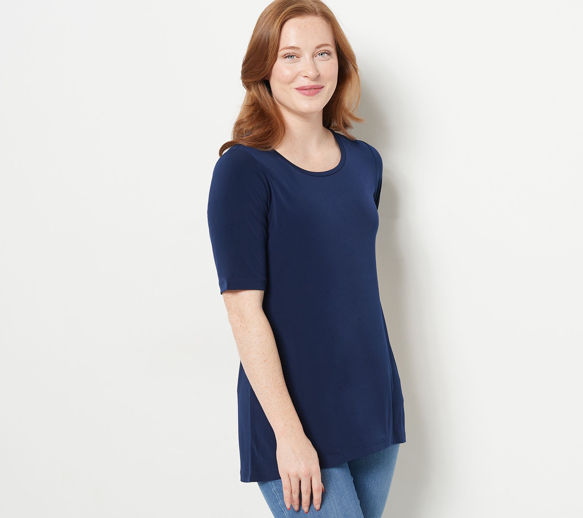 Susan Graver Regular Modern Essentials Liquid Knit Hi-Low Tunic