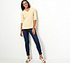 Denim & Co. Essentials Striped Jersey V-Neck Top with Ballet Sleeves, 1 of 3