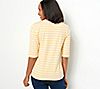 Denim & Co. Essentials Striped Jersey V-Neck Top with Ballet Sleeves, 2 of 3