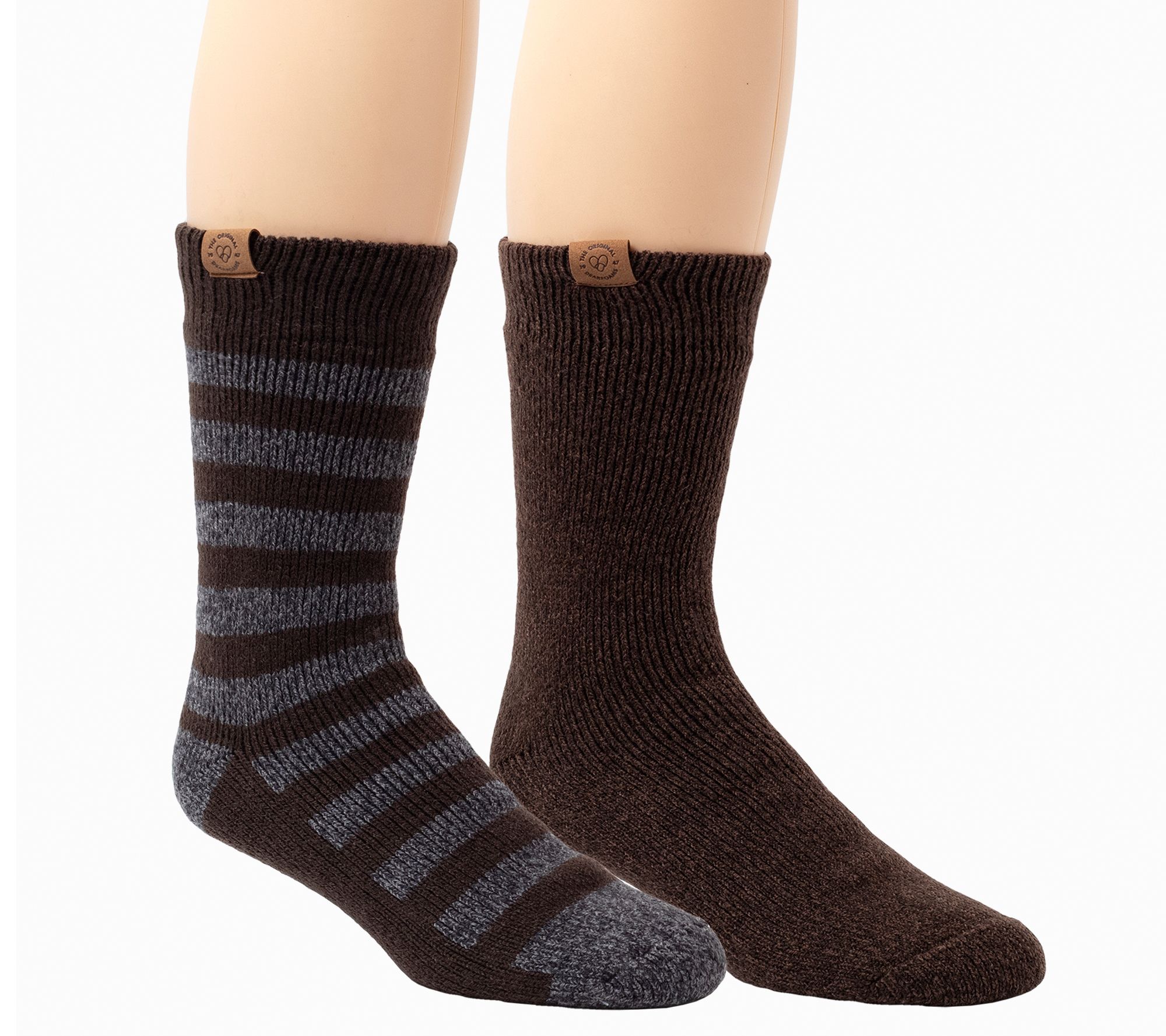 Dearfoams Men's 2 Pair Pack Rugby + Solid Heat Socks