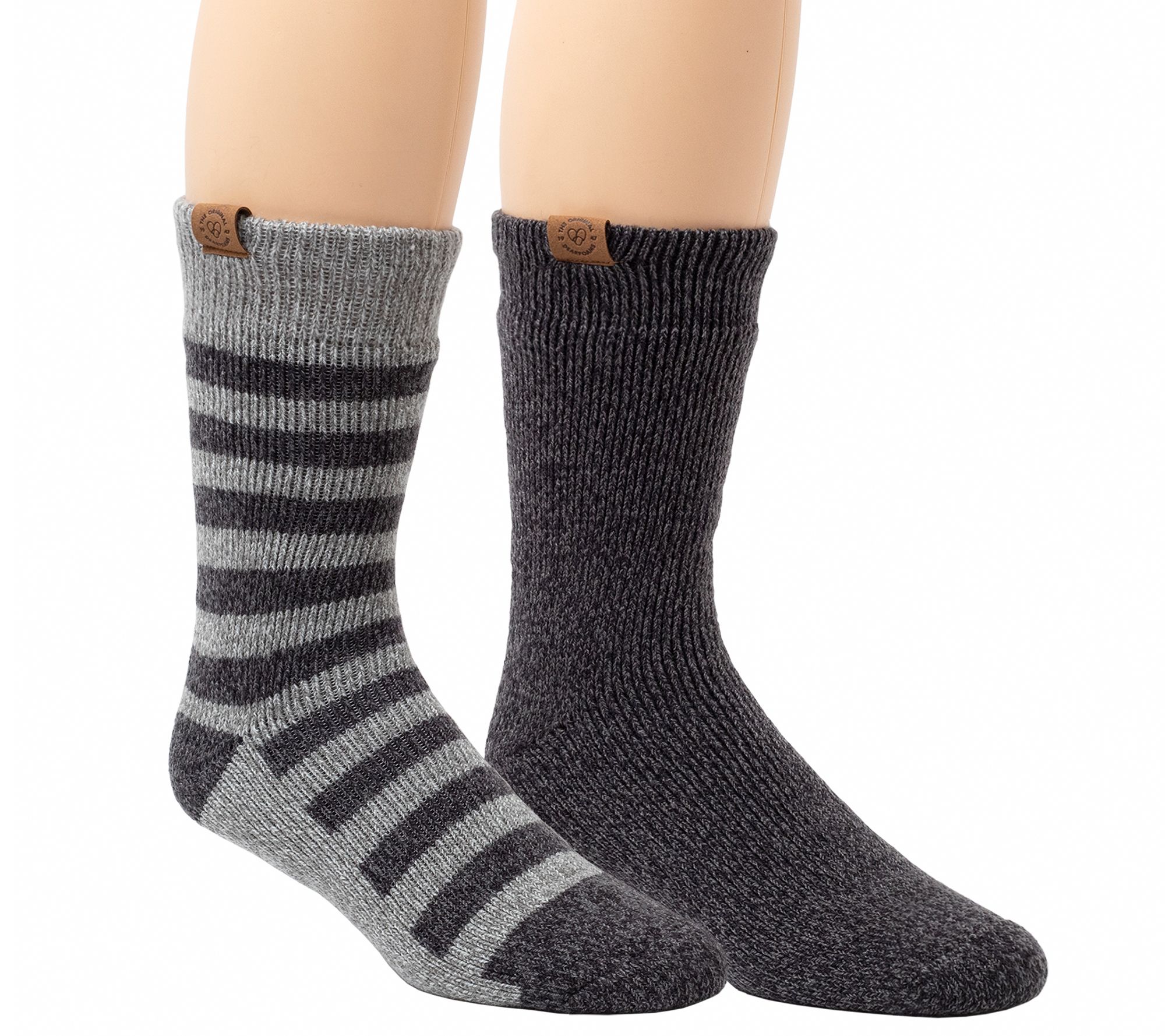 Dearfoams Men's 2 Pair Pack Rugby + Solid Heat Socks